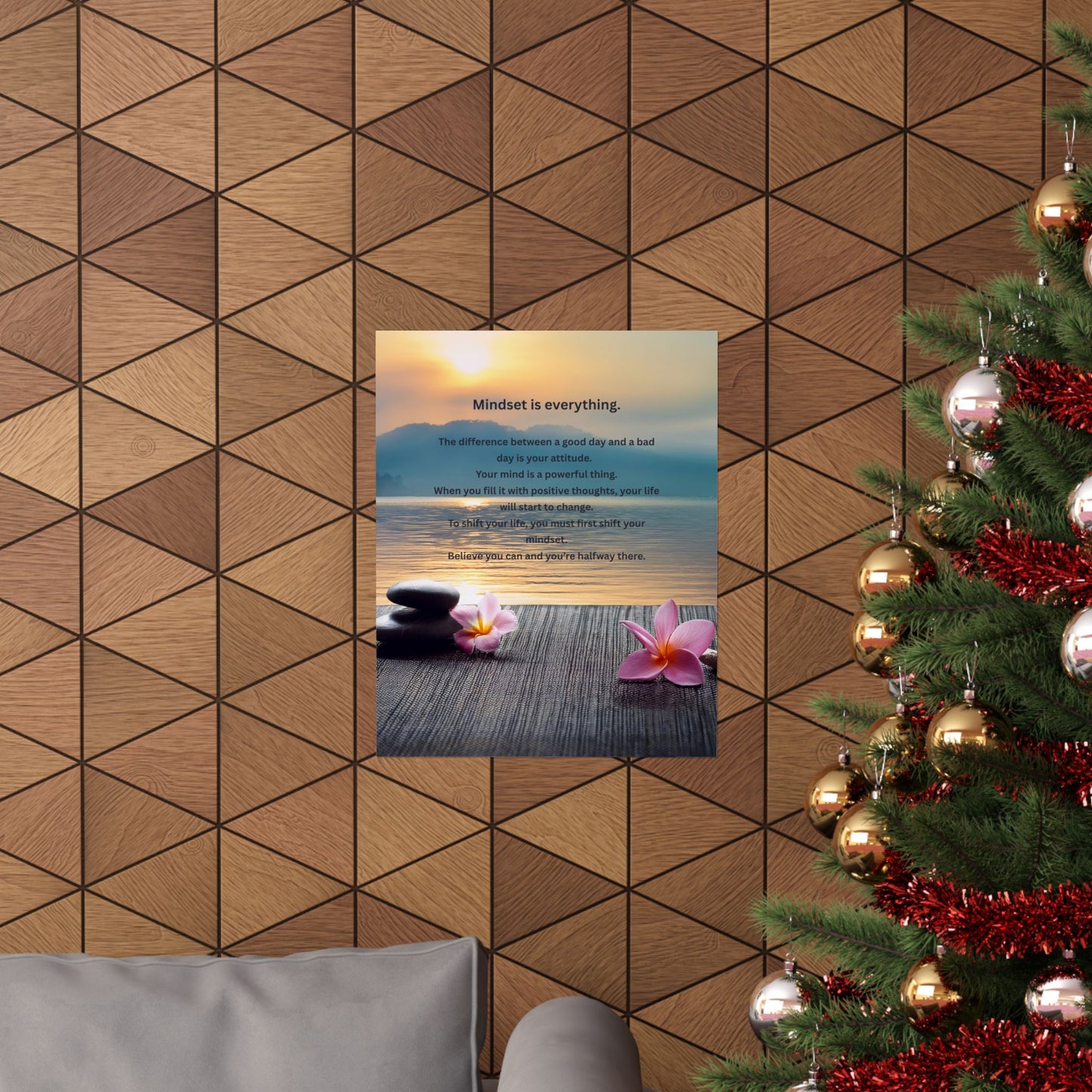 Mindset Is Everything Poster — Motivational Zen Wall Art (Matte Vertical)