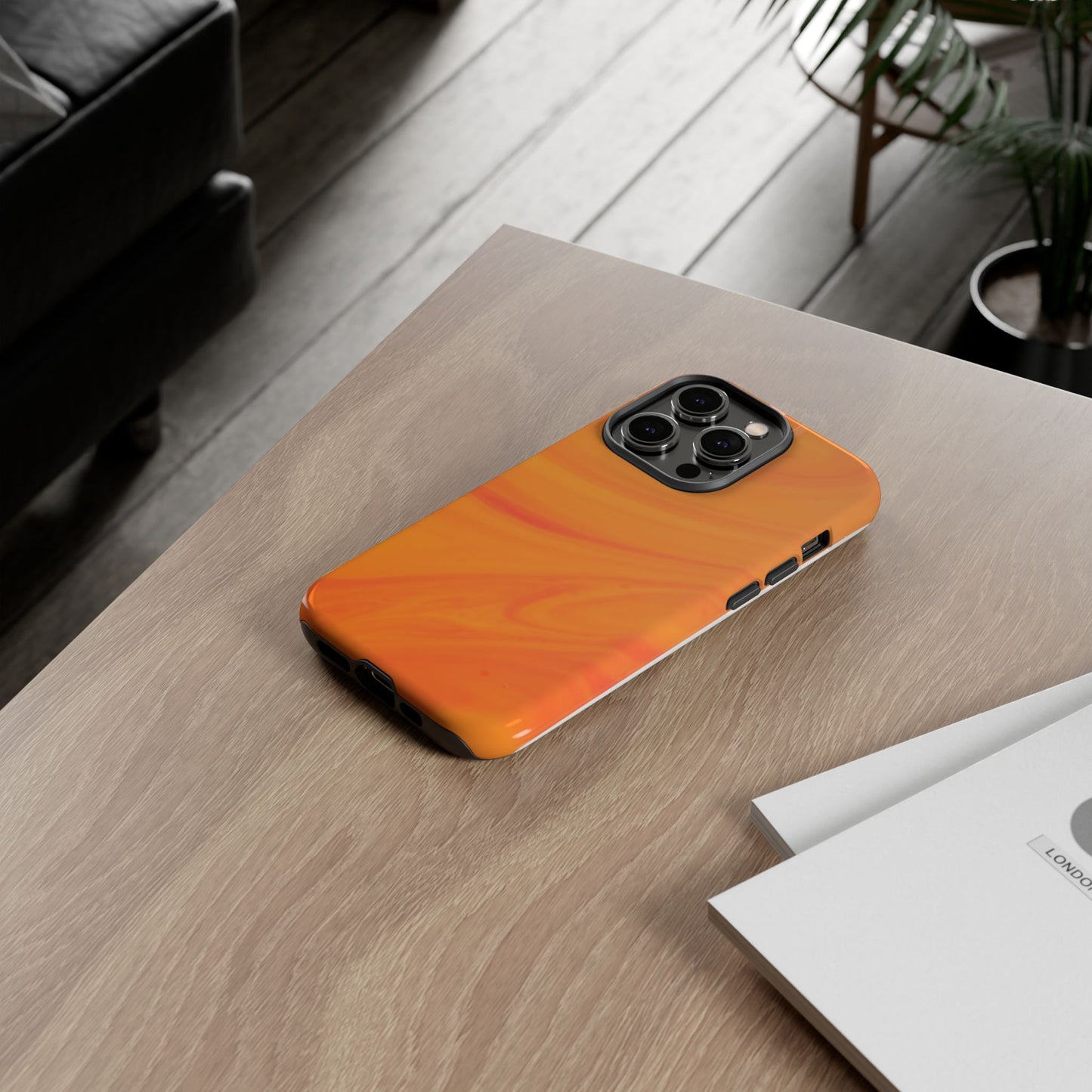Tough Cases, Beautiful Orange Marble Design
