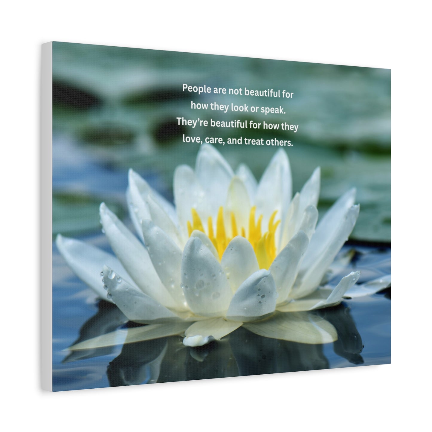 Lotus Wall Canvas – "People are not beautiful for how they look" Inspirational Quote Art