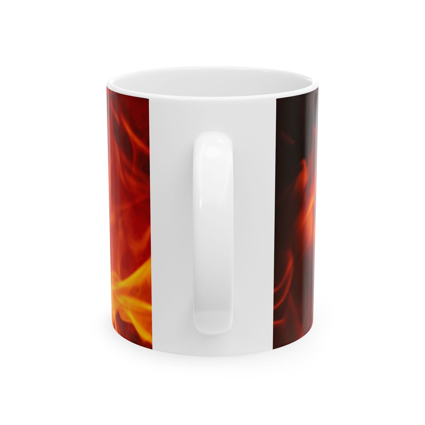 Flames Motivational Ceramic Mug — Fire Background with Inspirational Quote (11oz, 15oz)