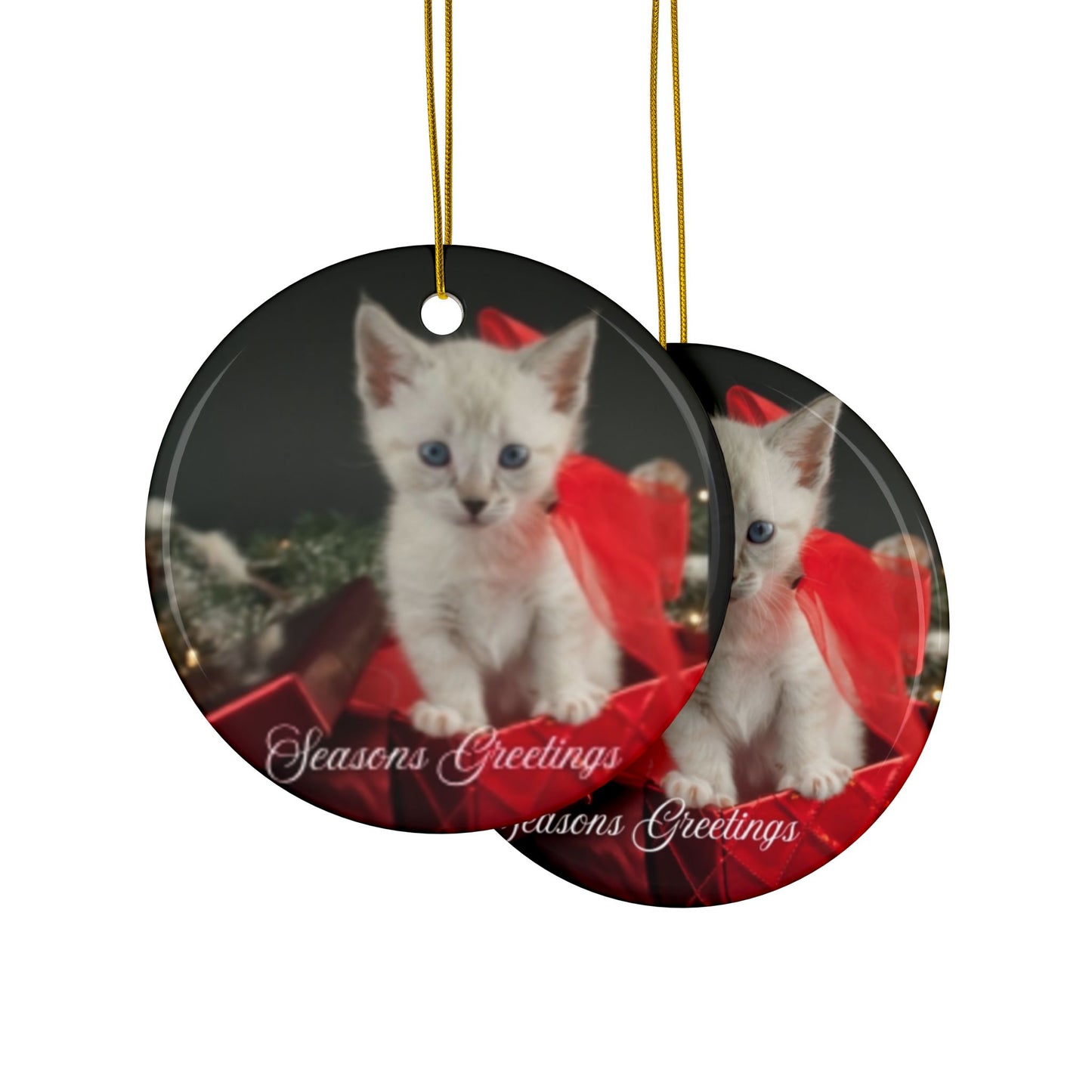 Cat Christmas Ornaments, Festive Double-Sided, Holiday Decor, Pet Lover Gift, Seasonal Cheer, Home Ornament