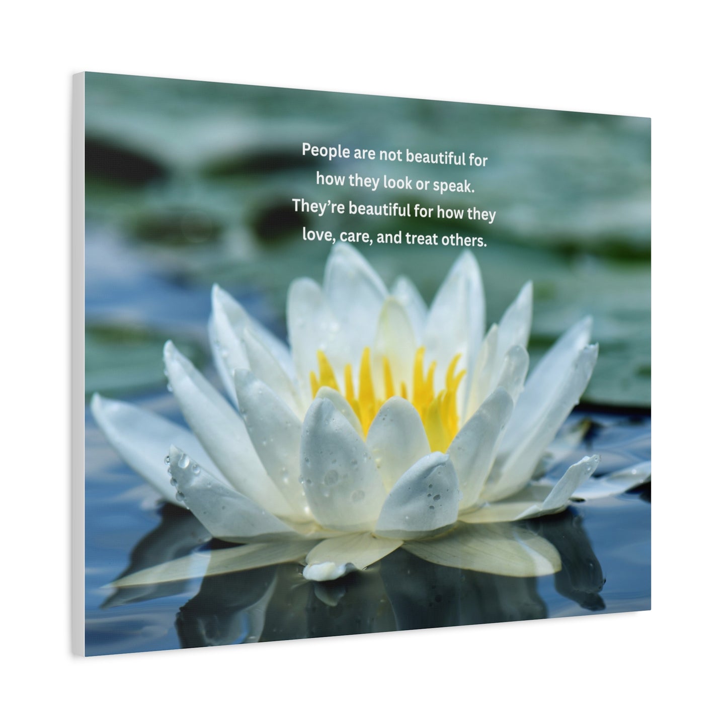 Lotus Wall Canvas – "People are not beautiful for how they look" Inspirational Quote Art