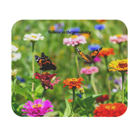Inspirational Mouse Pad, Colorful Butterfly Desk Accessory, Office Decor Gift, Nature Lover's Mousepad, Believe in the Possibility