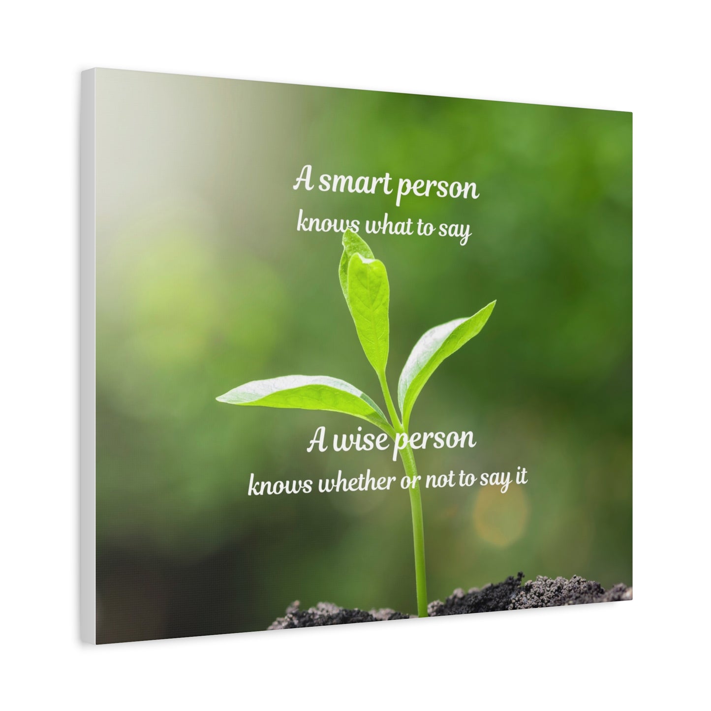 Canvas Wall Art — "A Smart Person Knows What to Say" Inspirational Plant Quote