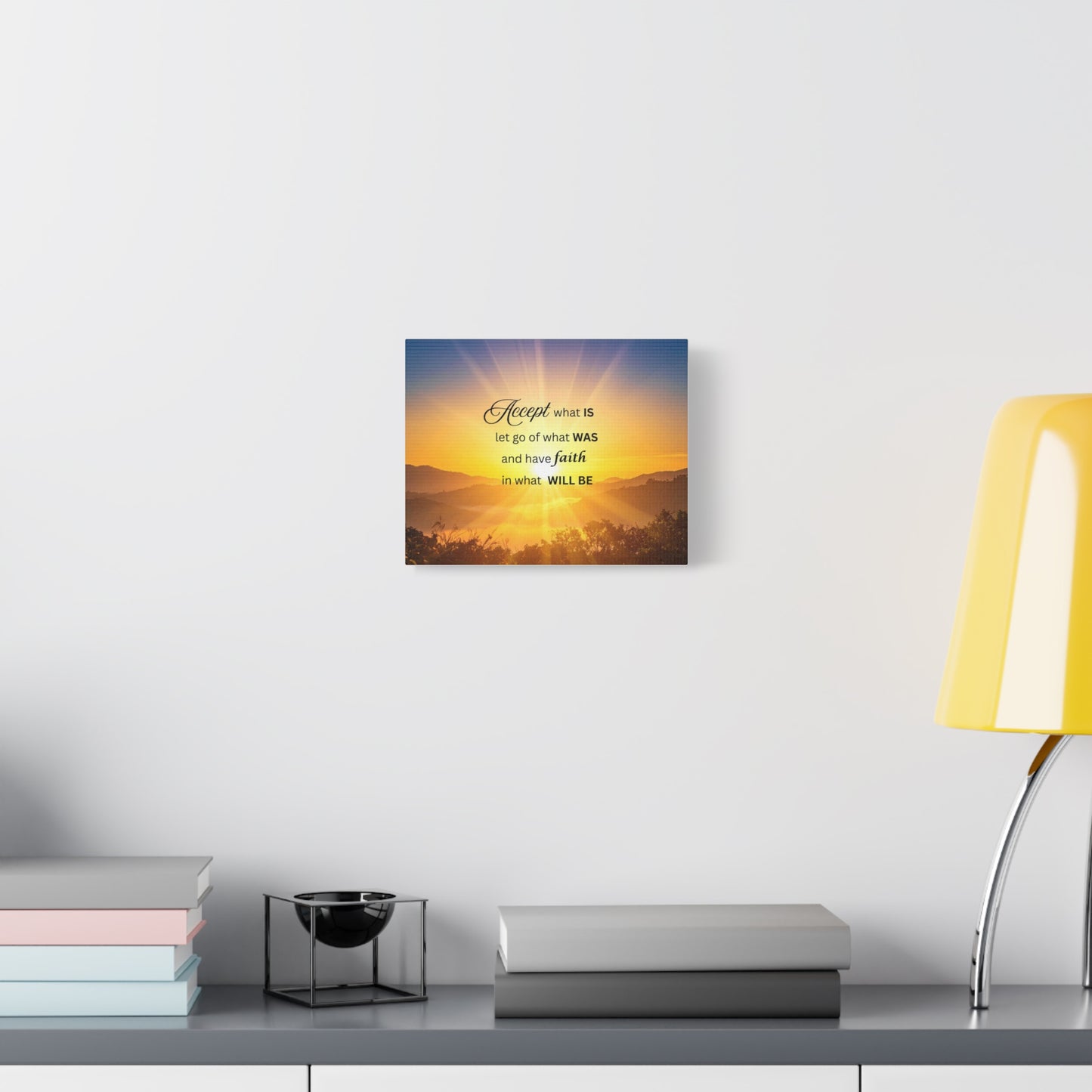 Accept What Is Inspirational Canvas Wall Art — Motivational Quote Sunrise Print