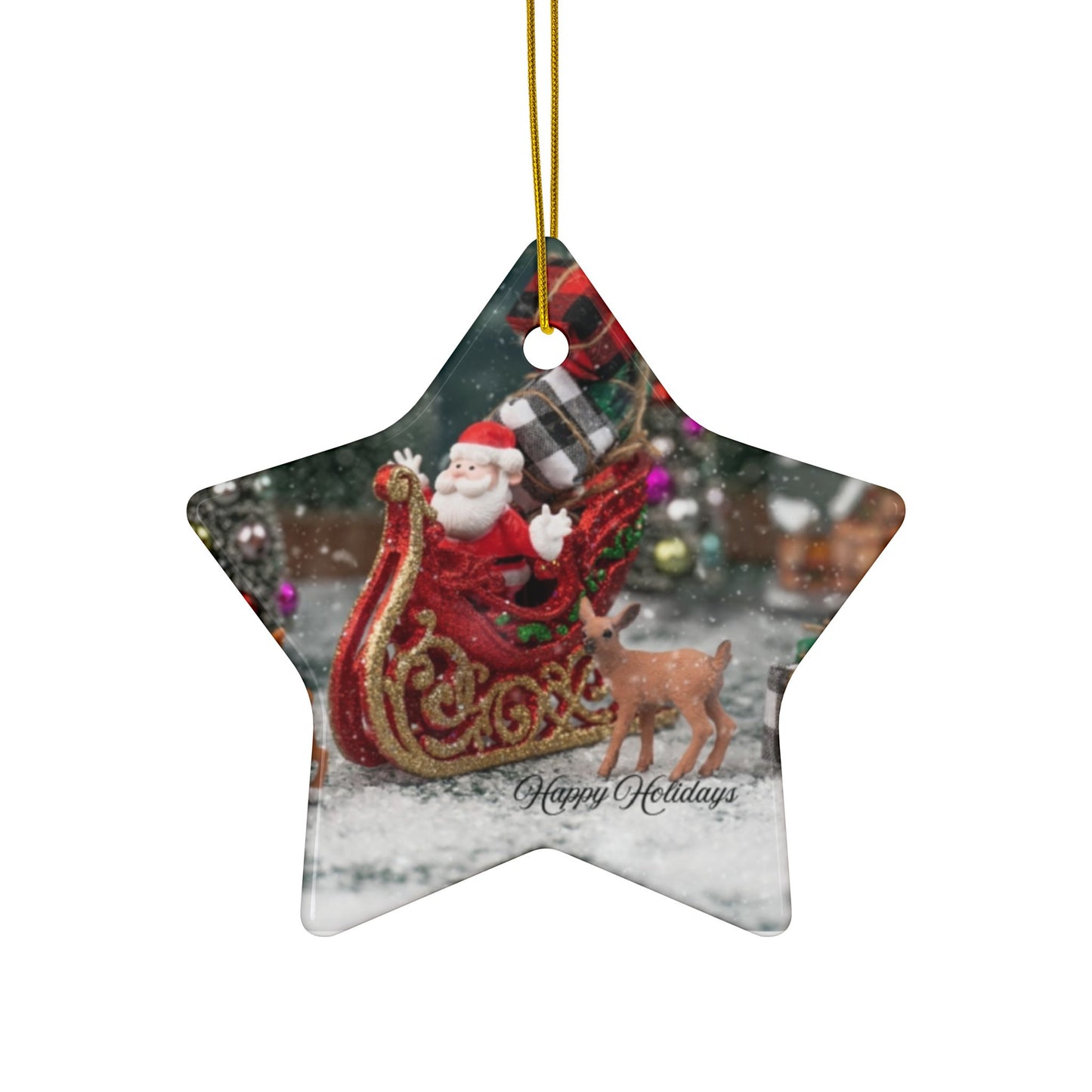 Christmas Ceramic Ornaments - Double-Sided Holiday Decorations, Custom Gifts for Tree, Home Decor, Festive Hanging Ornaments