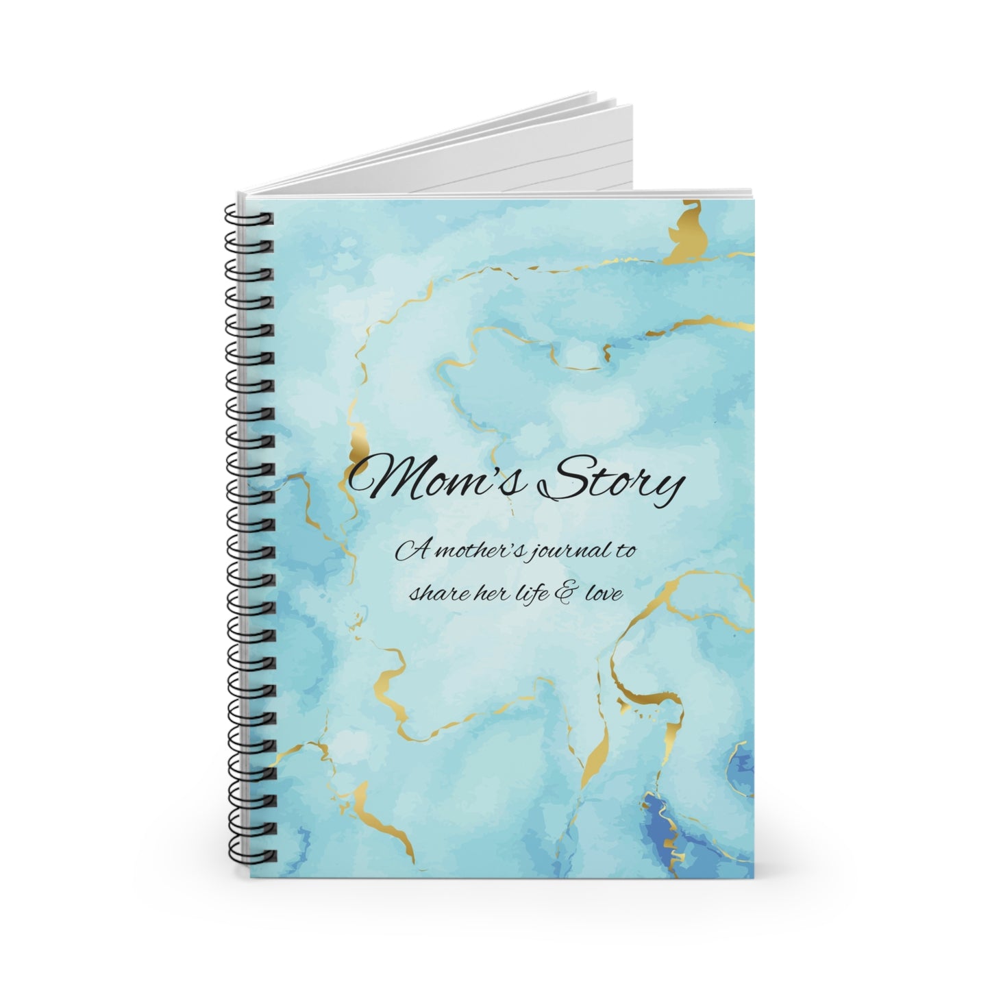 Mom's Story Spiral Notebook - A Mother's Journal to Share Life & Love, Birthday Gift for Moms, Keepsake Journal, Blue Marble Design
