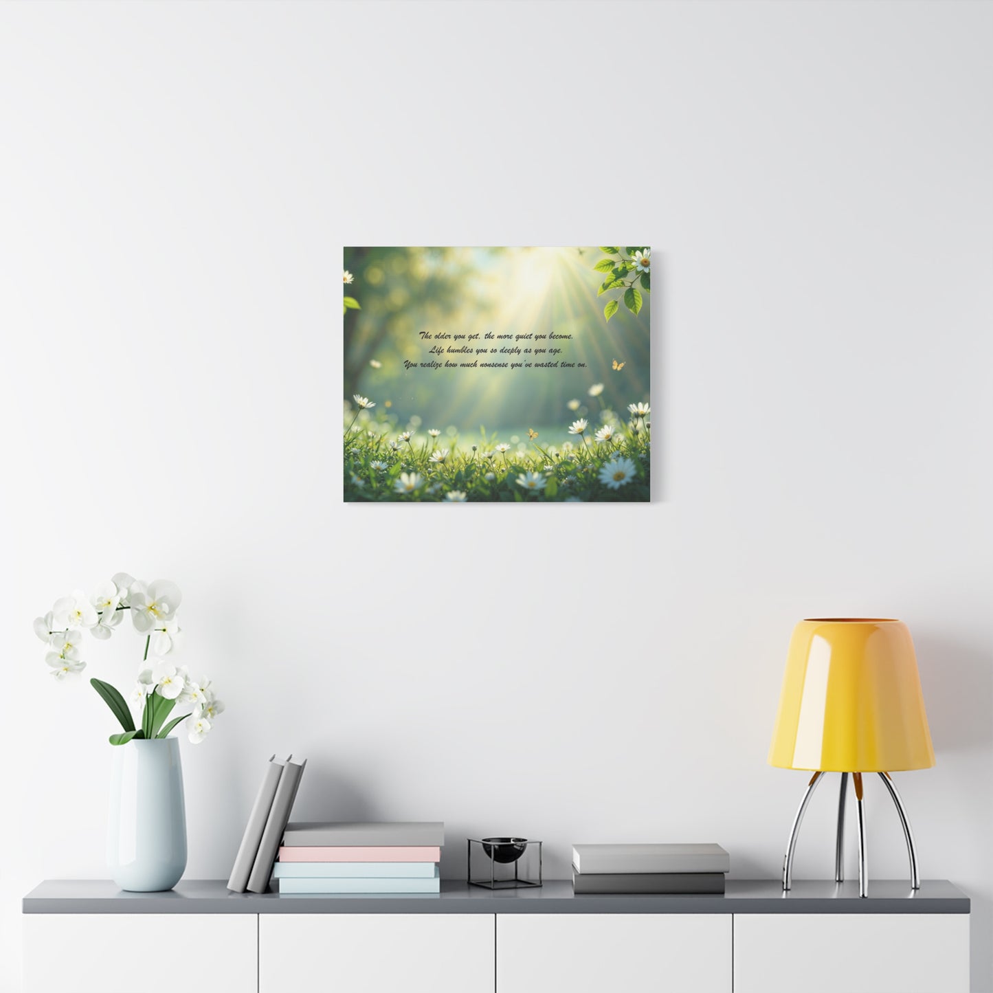 Sunlit Daisy Meadow Canvas Print – Inspirational Quote Wall Art