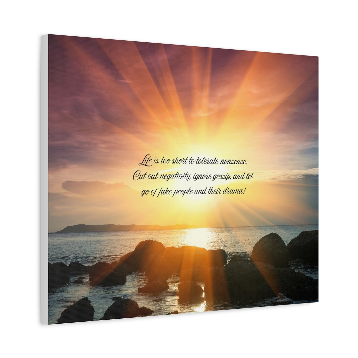 Inspirational Wall Art Canvas, Motivational Home Decor, Positive Quote Print, Beach Sunset Artwork, Gift for Friends