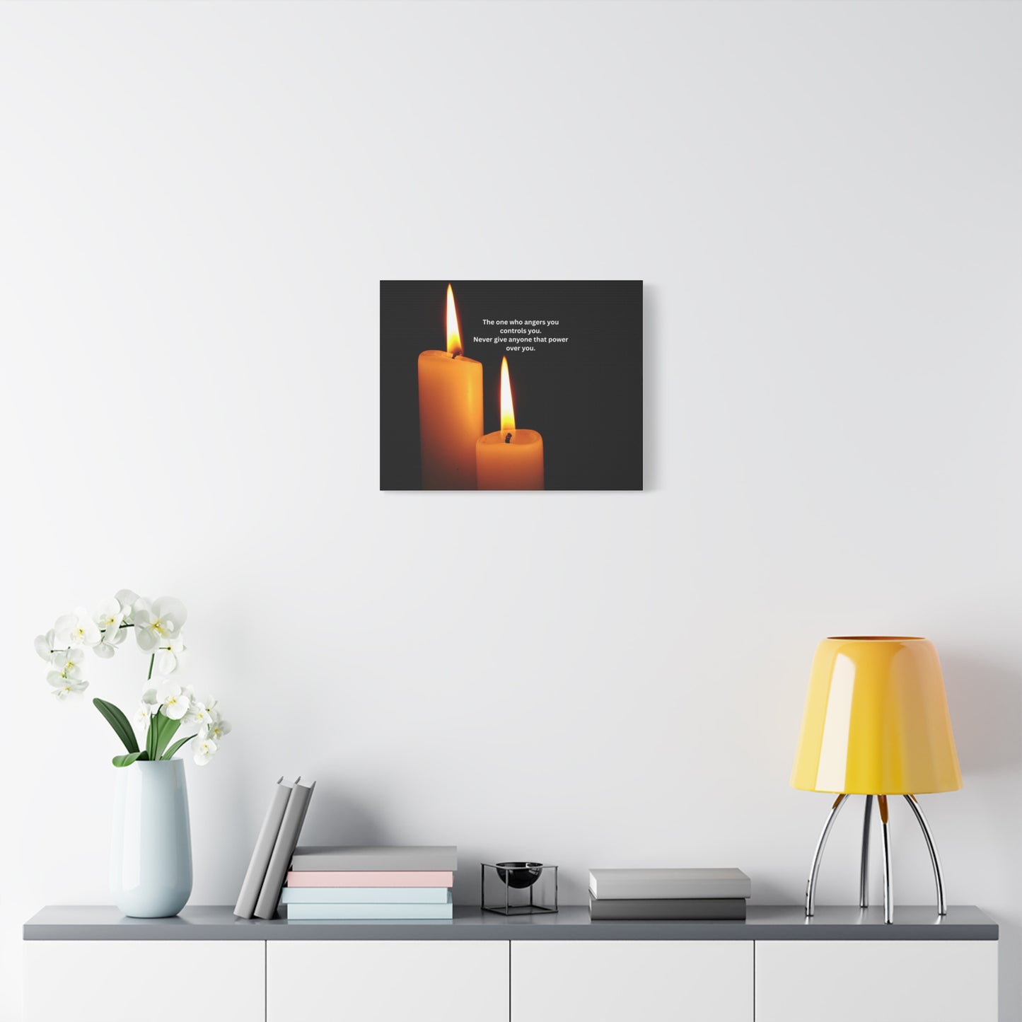 Inspirational Candle Canvas - "The one who angers you controls you" Wall Art
