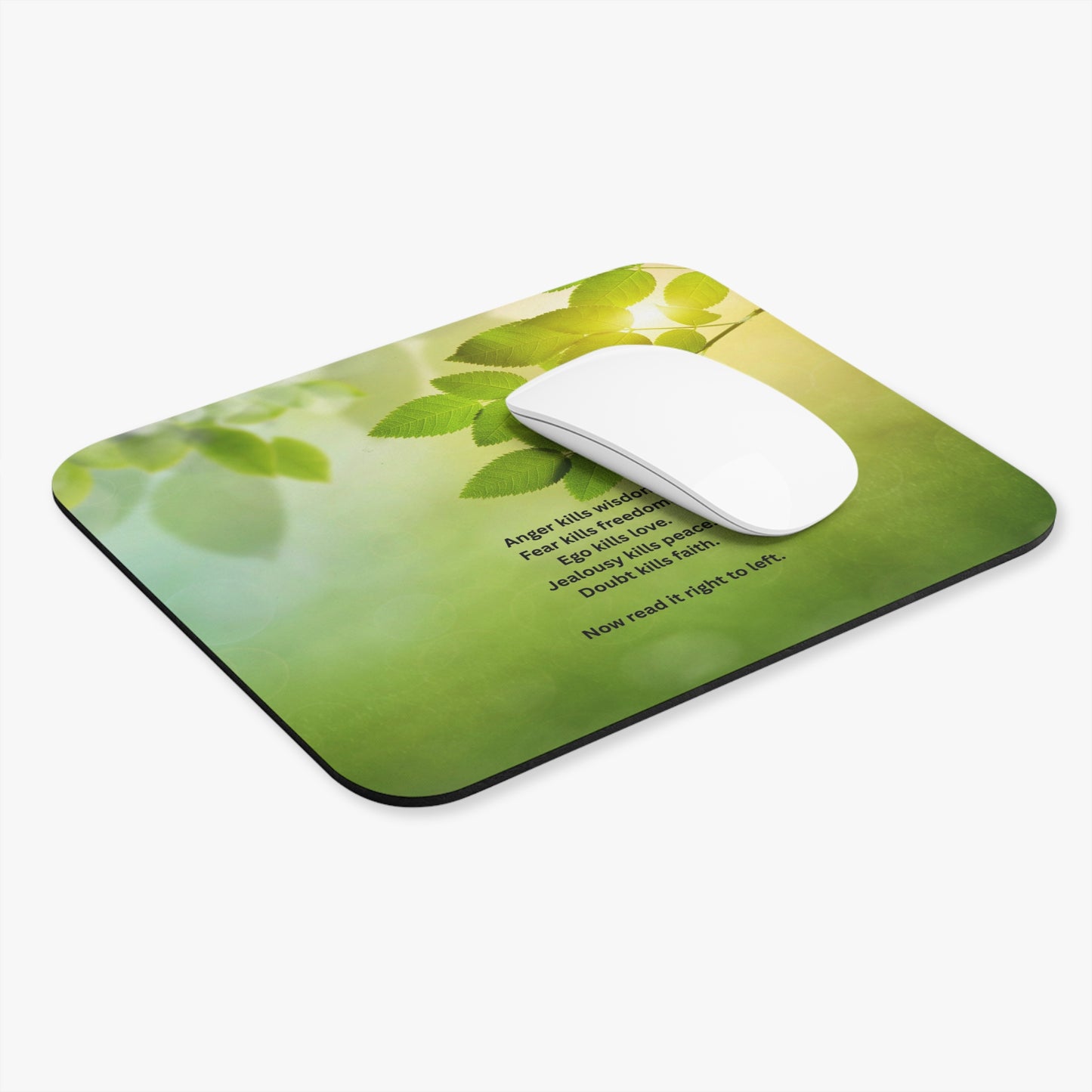 Inspirational Leaf Mouse Pad — Reversible Wisdom Quote Desk Mat