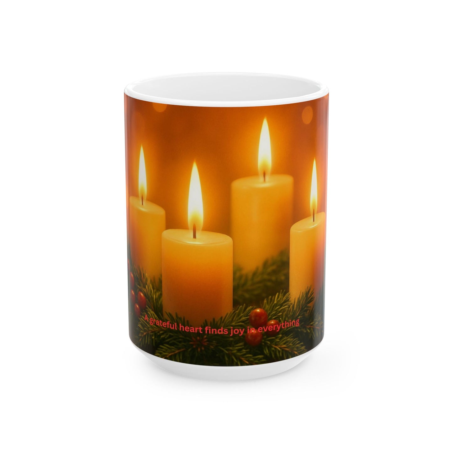 Christmas Candle Ceramic Mug - Cozy Holiday Tea Coffee Cup (11oz & 15oz)