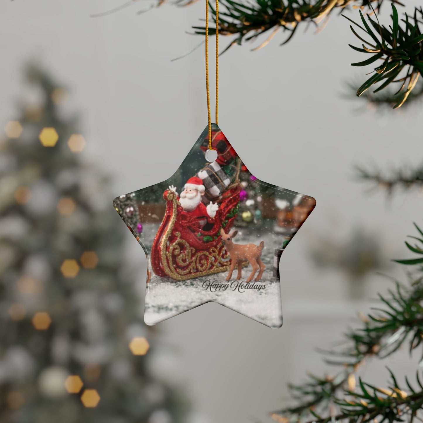 Christmas Ceramic Ornaments - Double-Sided Holiday Decorations, Custom Gifts for Tree, Home Decor, Festive Hanging Ornaments