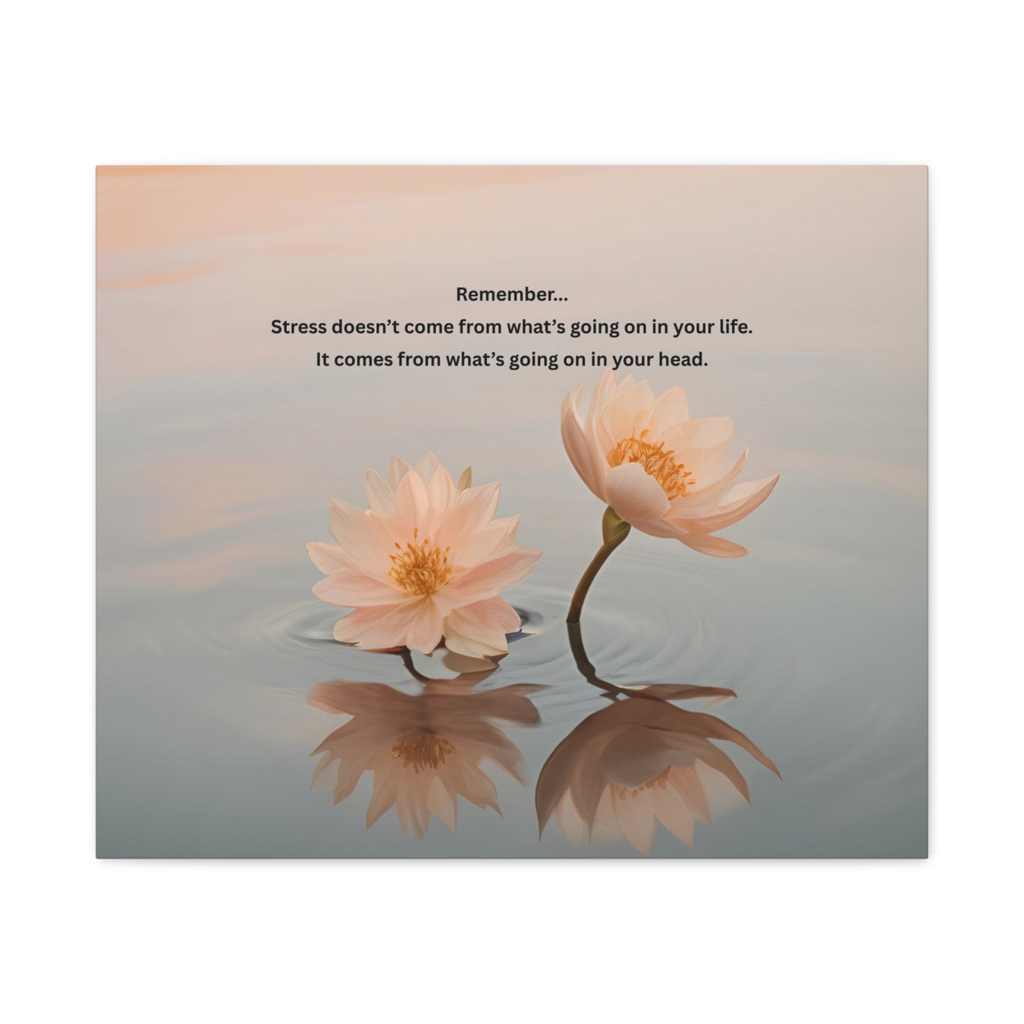 Matte Canvas Wall Art – 'Remember... Stress Doesn't Come From What’s Going On in Your Life' Floral Meditation Print