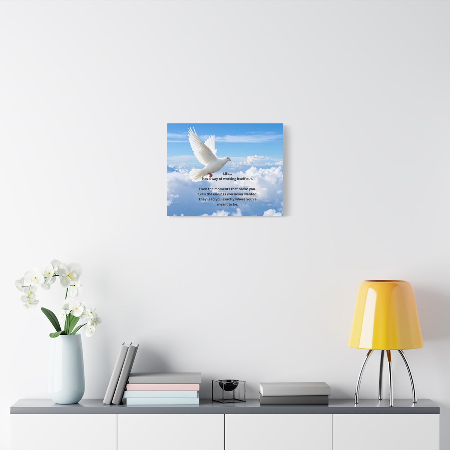 Inspirational Dove Canvas Print – 'Life... has a way of working itself out'