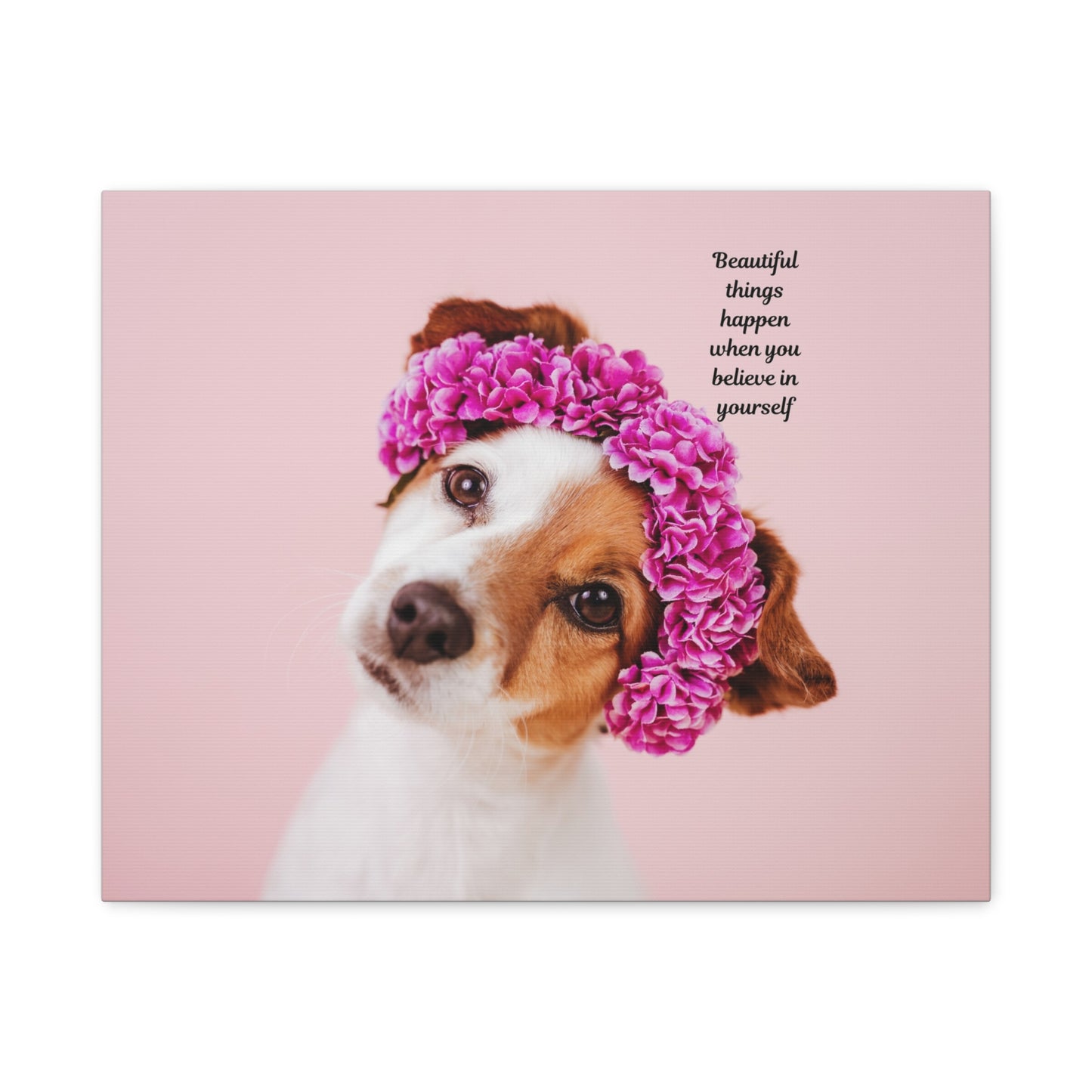Inspirational Dog Wall Art Canvas, Motivational Home Décor, Pet Lover Gift, Dog Art Print, Flower Crown Dog Canvas