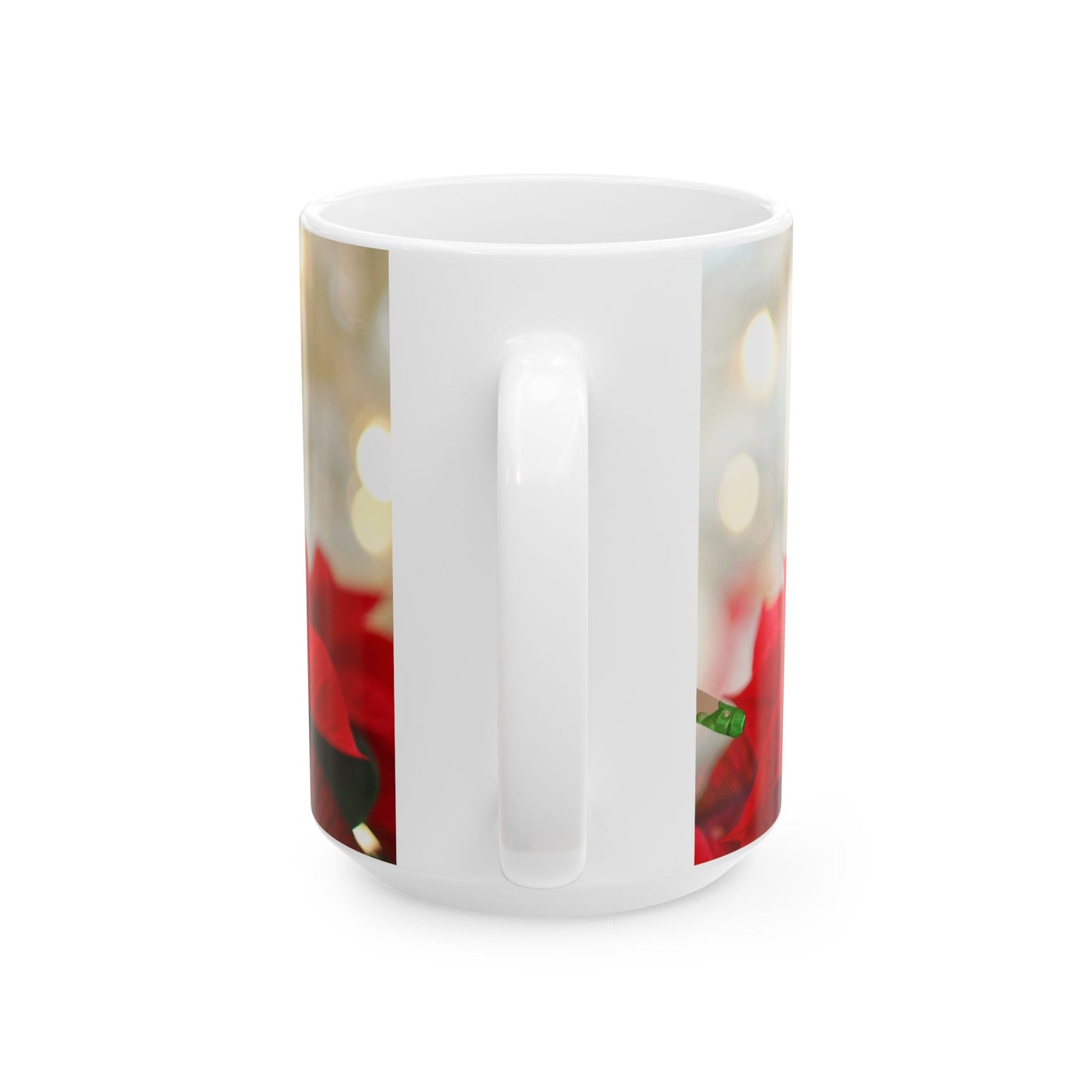 Merry Christmas Floral Mug - Perfect Holiday Gift, Coffee Tea Cup, Seasonal Decor, Red Poinsettia Design, 11oz & 15oz