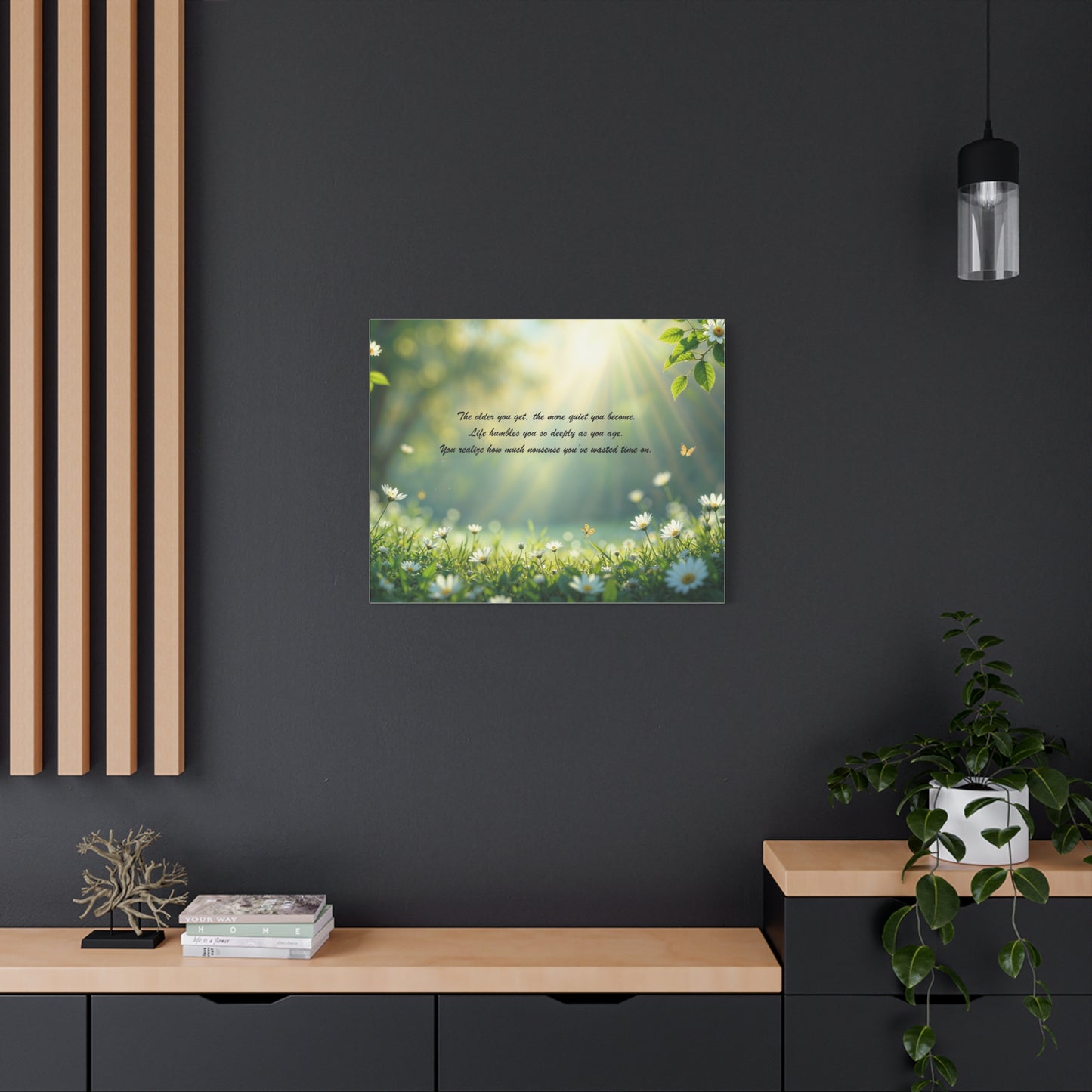 Sunlit Daisy Meadow Canvas Print – Inspirational Quote Wall Art