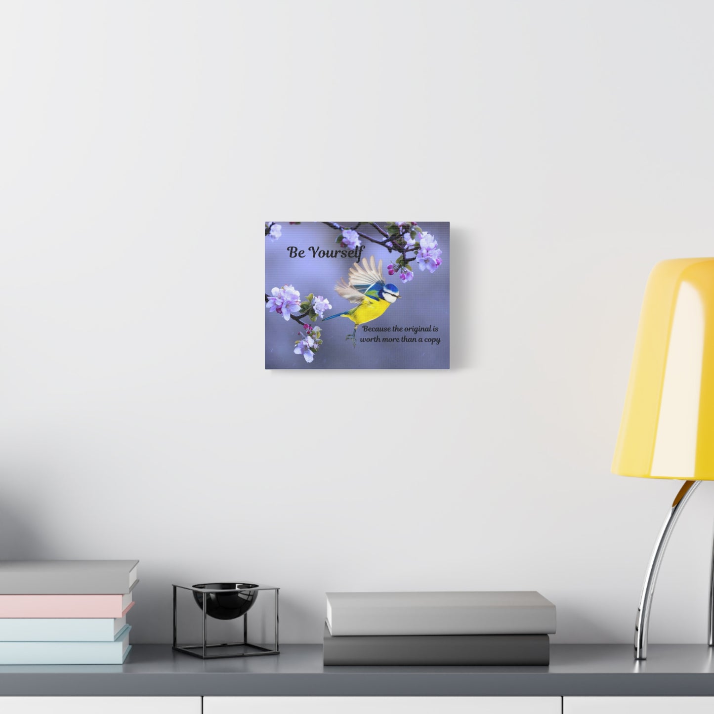 Inspirational Bird Canvas Wall Art, Be Yourself Quote, Home Decor, Nature Lover Gift, Motivational Artwork, Unique Gift for Her