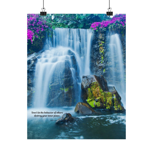 Serene Waterfall Wall Art Print, Inspirational Home Decor, Matte Vertical Poster, Nature Decor for Meditation, Gift for Relaxation