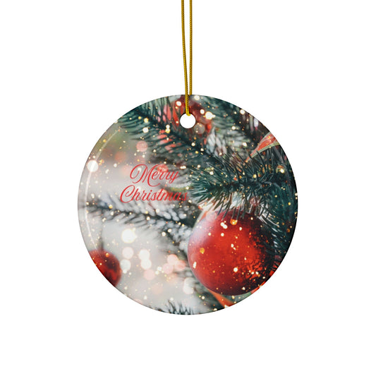 Festive Ceramic Ornaments - Double-Sided Christmas Decorations, Holiday Gift, Tree Ornaments, Seasonal Decor, Merry Christmas