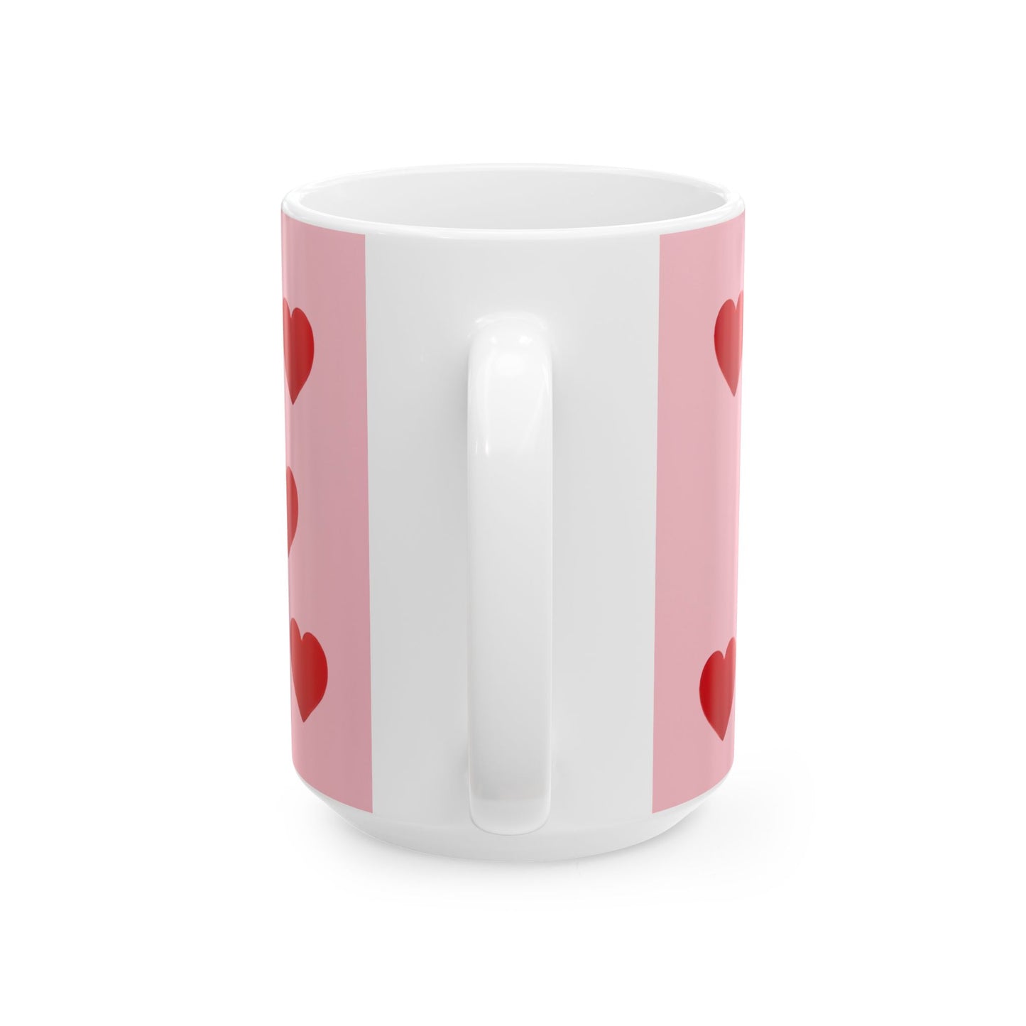 Valentine Love Hearts Ceramic Mug – Pink Red Heart Pattern (11oz & 15oz)