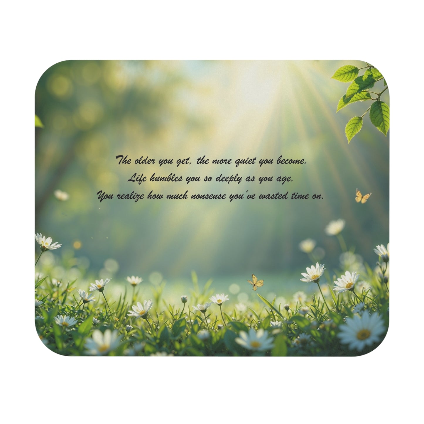 Sunlit Daisy Mouse Pad — Inspirational Quote Desk Mat