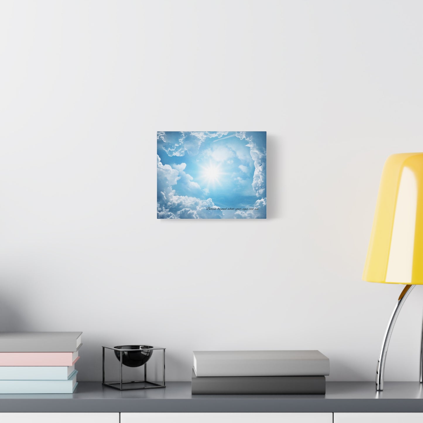 Inspirational Canvas Wall Art, Hopeful Sky Decor, Uplifting Home Decoration, Belief Quote Artwork, Bright Blue Clouds