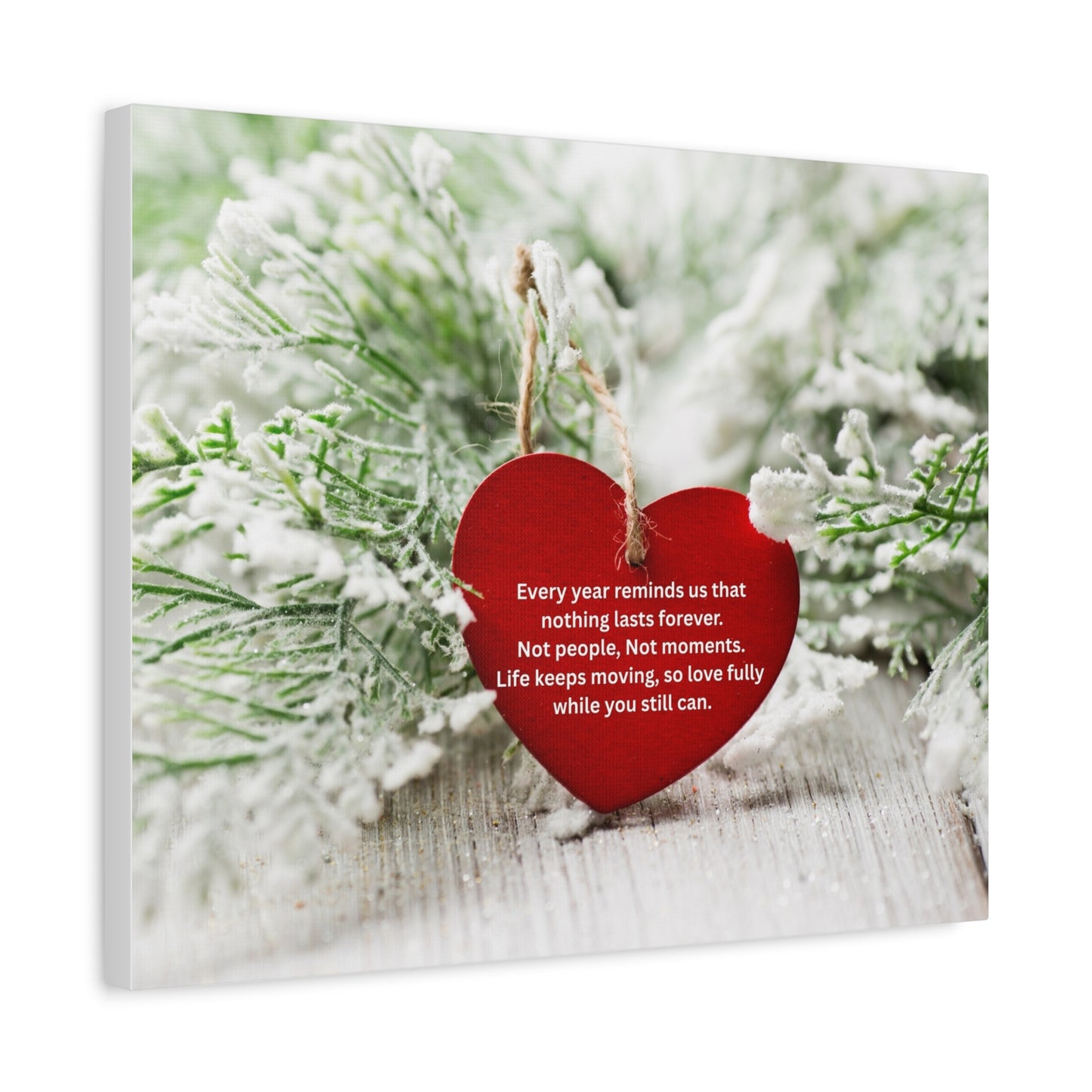 Canvas Wall Art - Red Heart Ornament with Inspirational Quote (Matte Stretched Canvas)