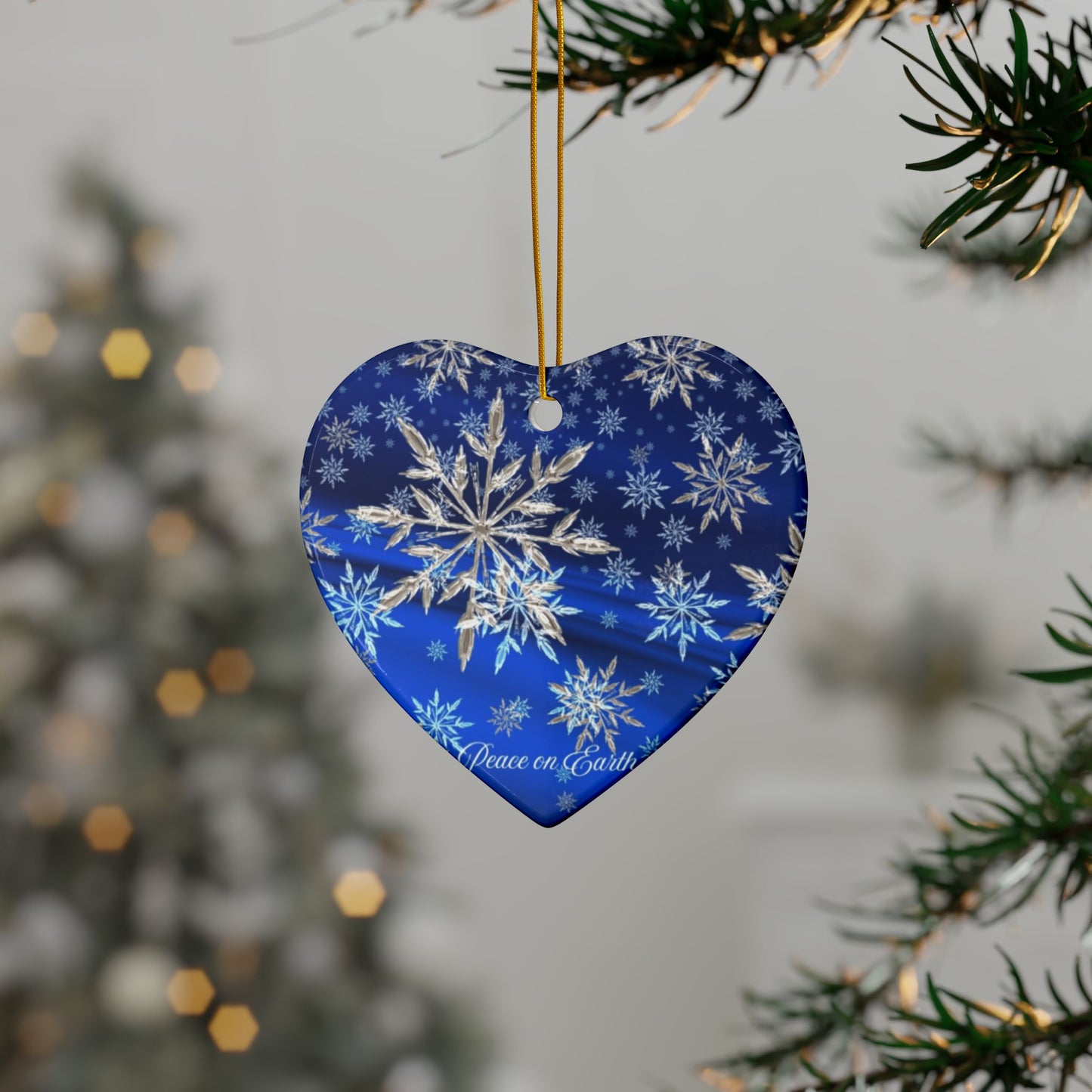 Ceramic Ornaments with Snowflake Design - Peace on Earth, Holiday Decor, Christmas, Winter Wonderland, Gift Ornament