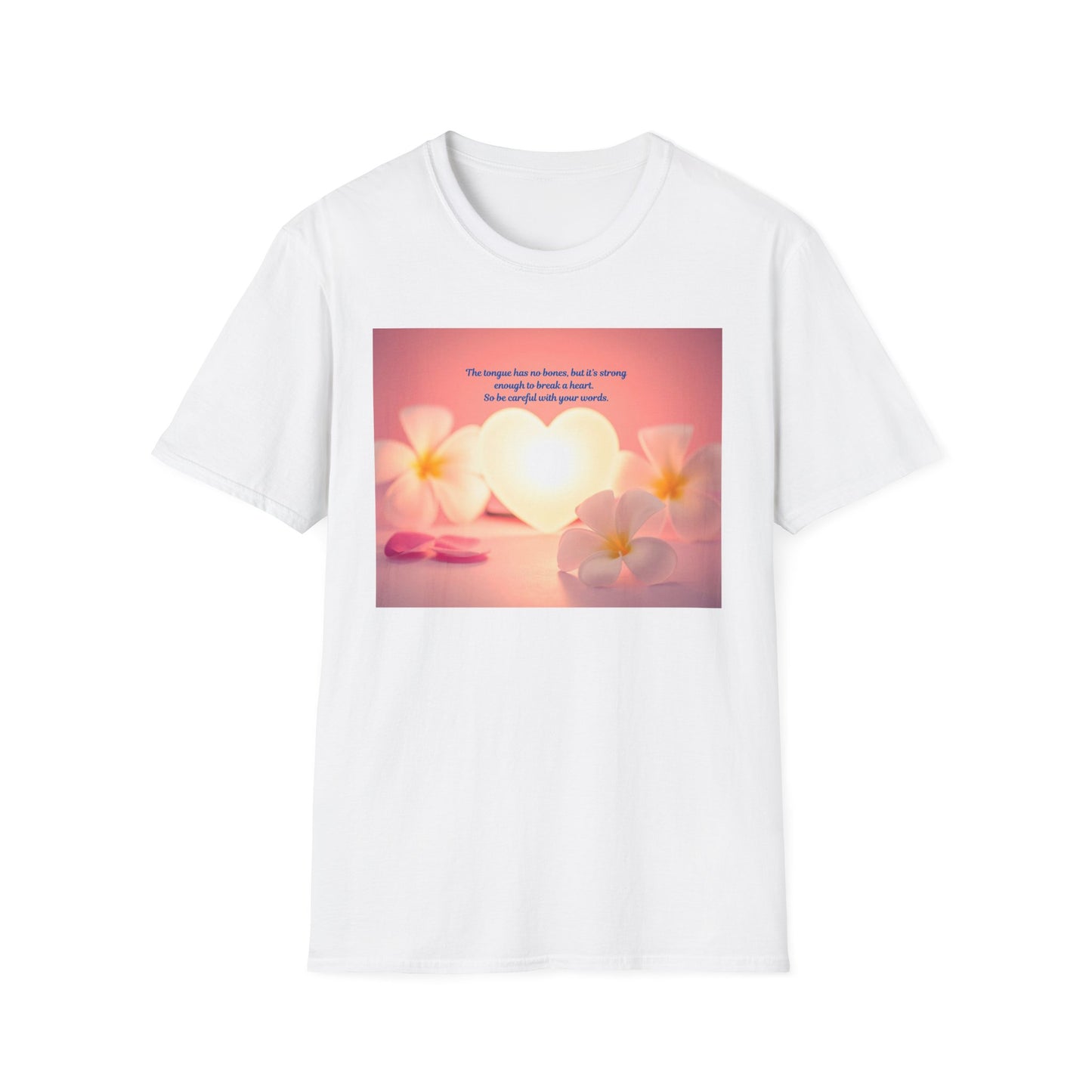 Inspirational Heart & Plumeria T-Shirt – 'The stronger the love...' Motivational Floral Tee