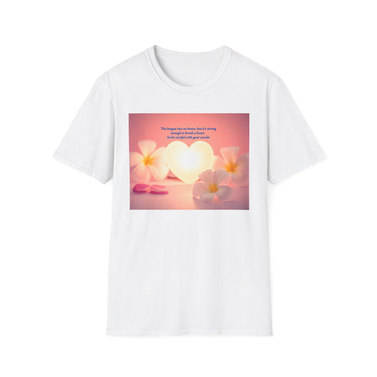 Inspirational Heart & Plumeria T-Shirt – 'The stronger the love...' Motivational Floral Tee