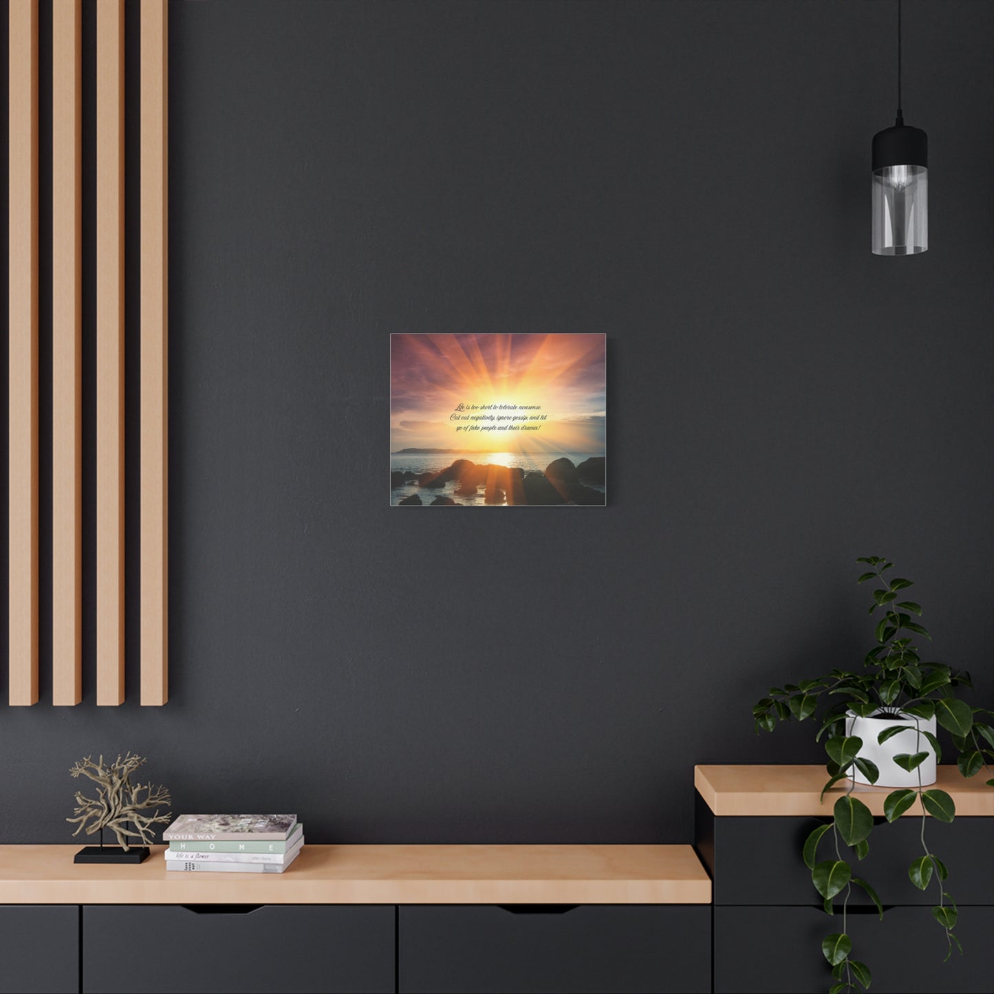 Inspirational Wall Art Canvas, Motivational Home Decor, Positive Quote Print, Beach Sunset Artwork, Gift for Friends