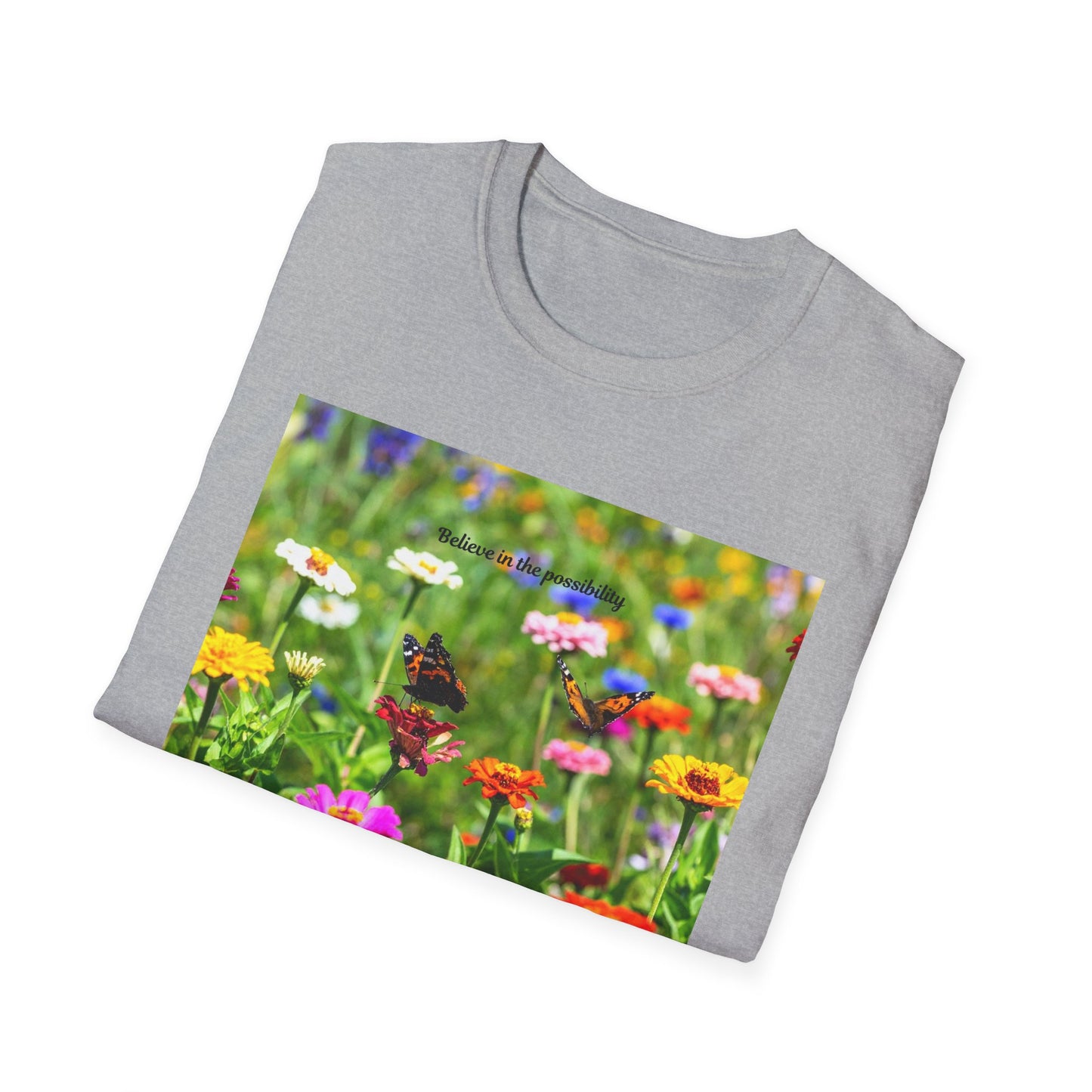 Vibrant Floral Butterfly T-Shirt - Nature Lover Gift, Spring Fashion, Eco-Friendly Apparel, Outdoor Wear, Garden Party Outfit
