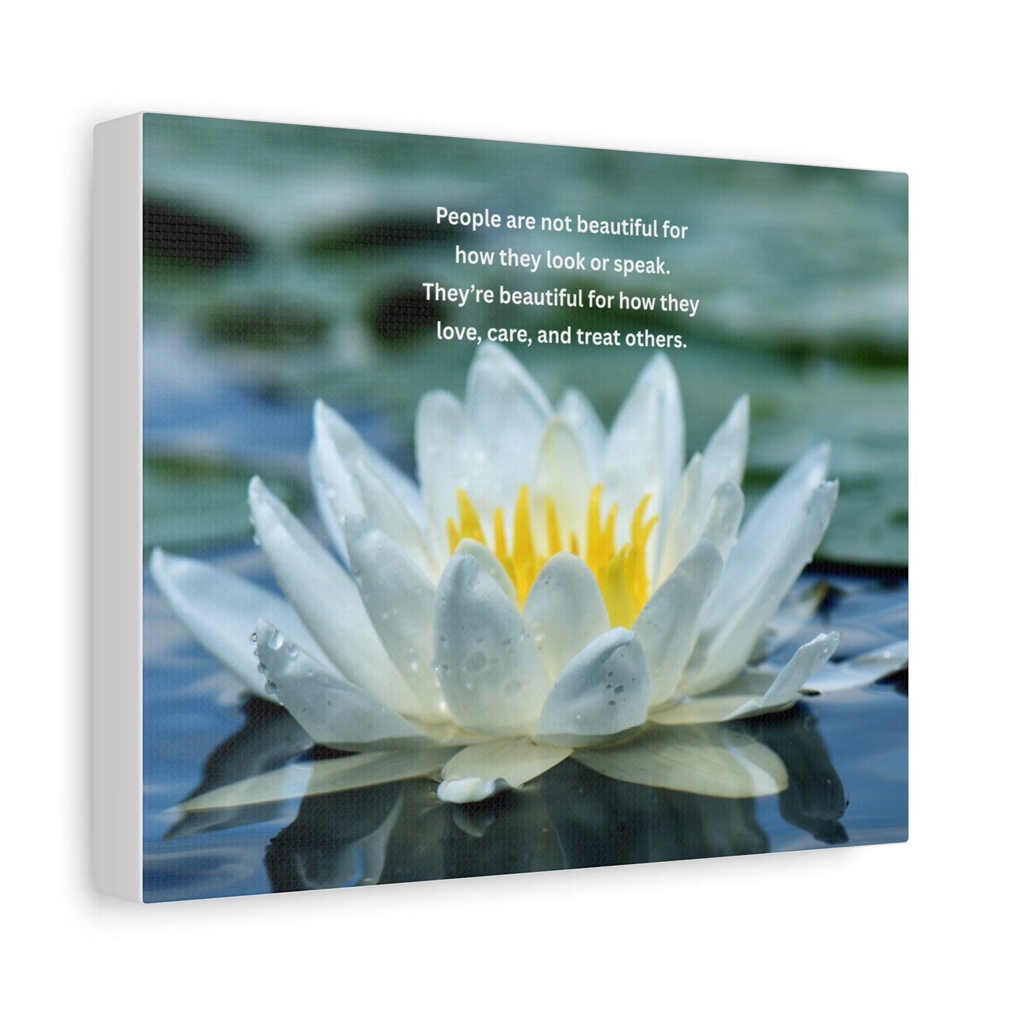 Lotus Wall Canvas – "People are not beautiful for how they look" Inspirational Quote Art