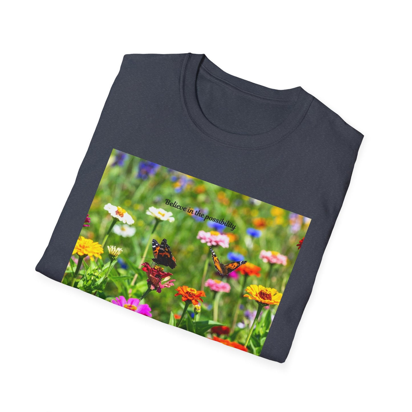Vibrant Floral Butterfly T-Shirt - Nature Lover Gift, Spring Fashion, Eco-Friendly Apparel, Outdoor Wear, Garden Party Outfit
