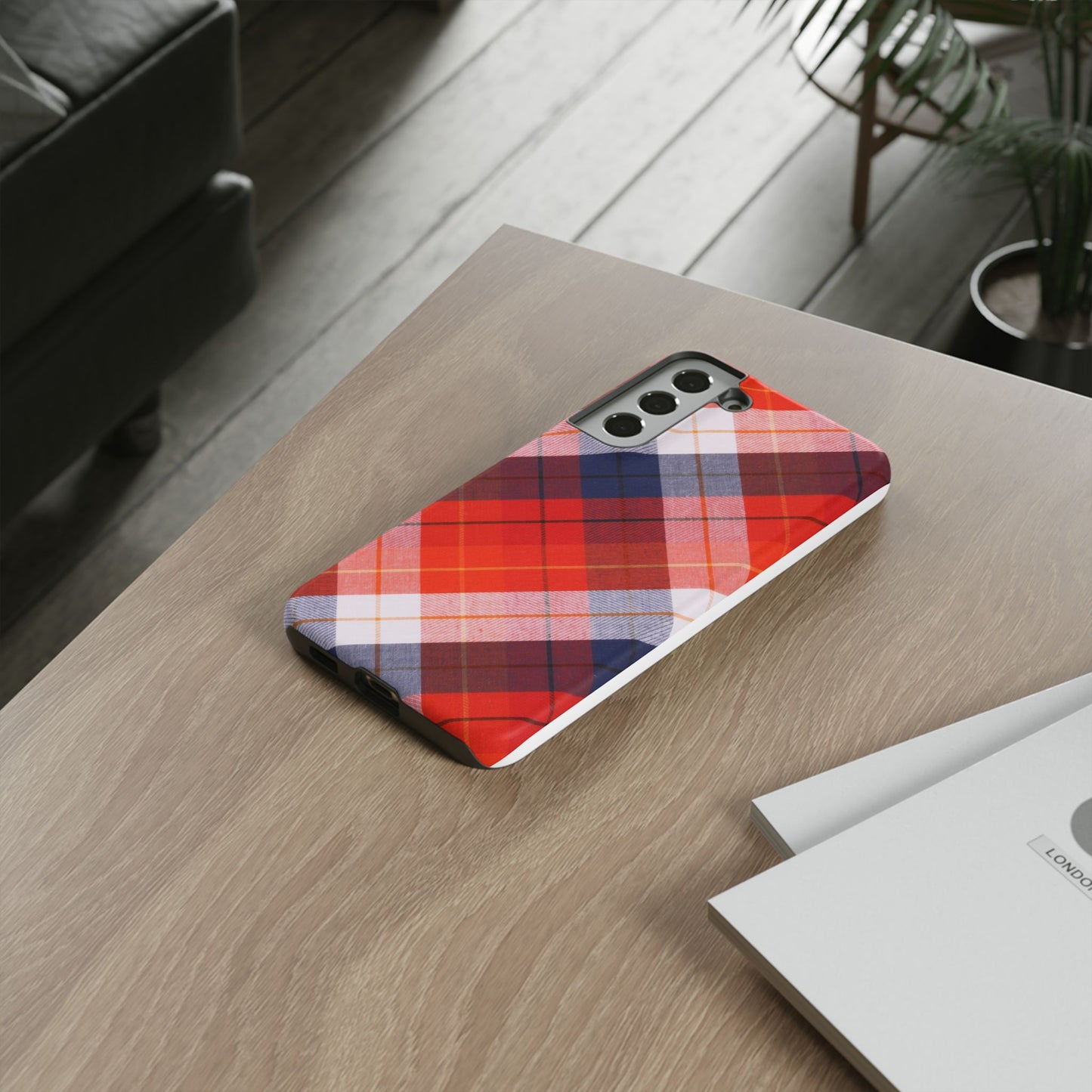 Tough Cases, Beautiful Red, White & Blue Plaid Design