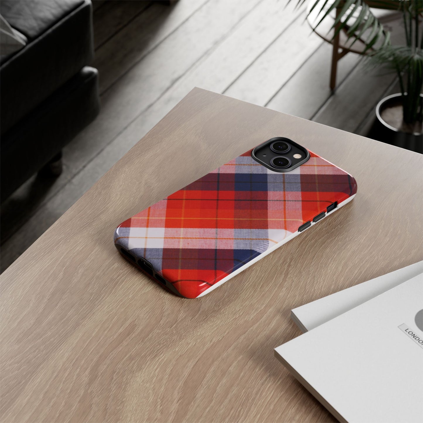 Tough Cases, Beautiful Red, White & Blue Plaid Design