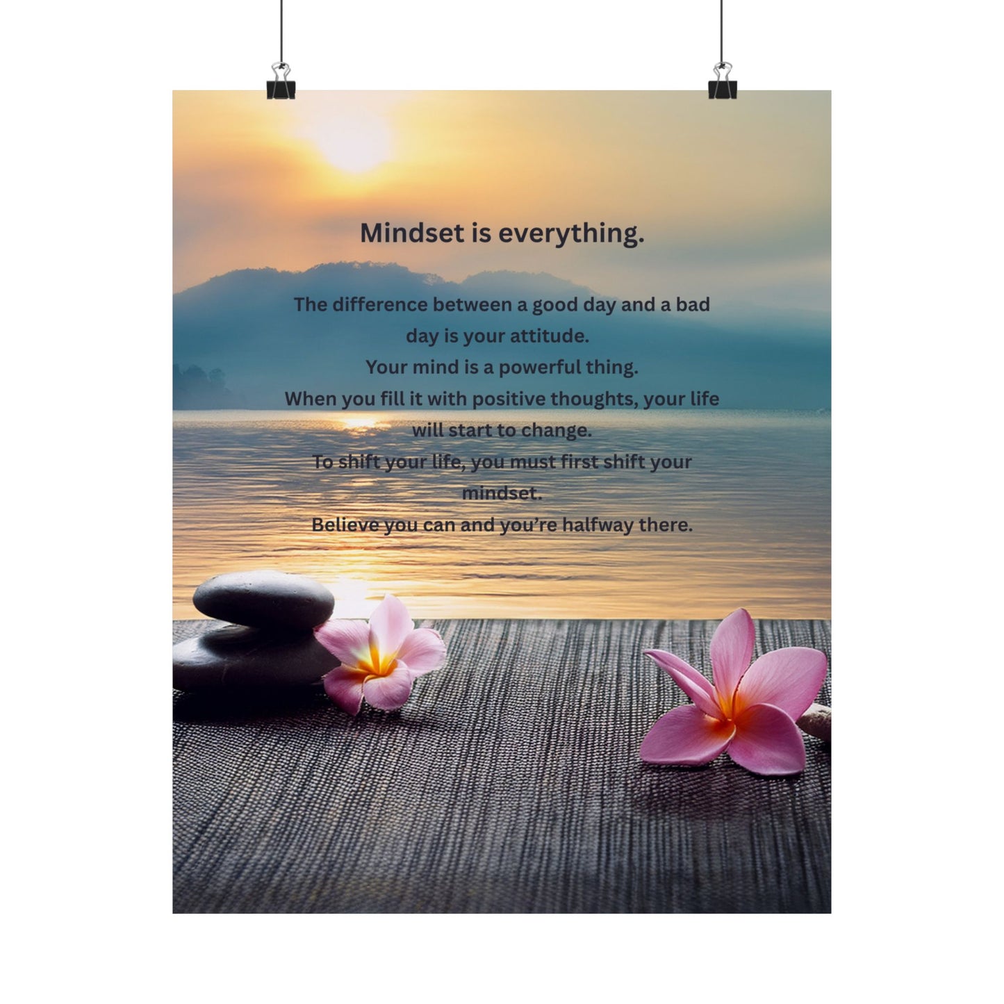 Mindset Is Everything Poster — Motivational Zen Wall Art (Matte Vertical)