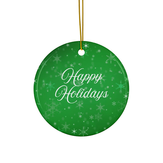 Happy Holidays Ceramic Ornaments - Double-Sided Decorations, Holiday Decor, Christmas Tree Ornaments, Gift Tags, Festive Home Accents