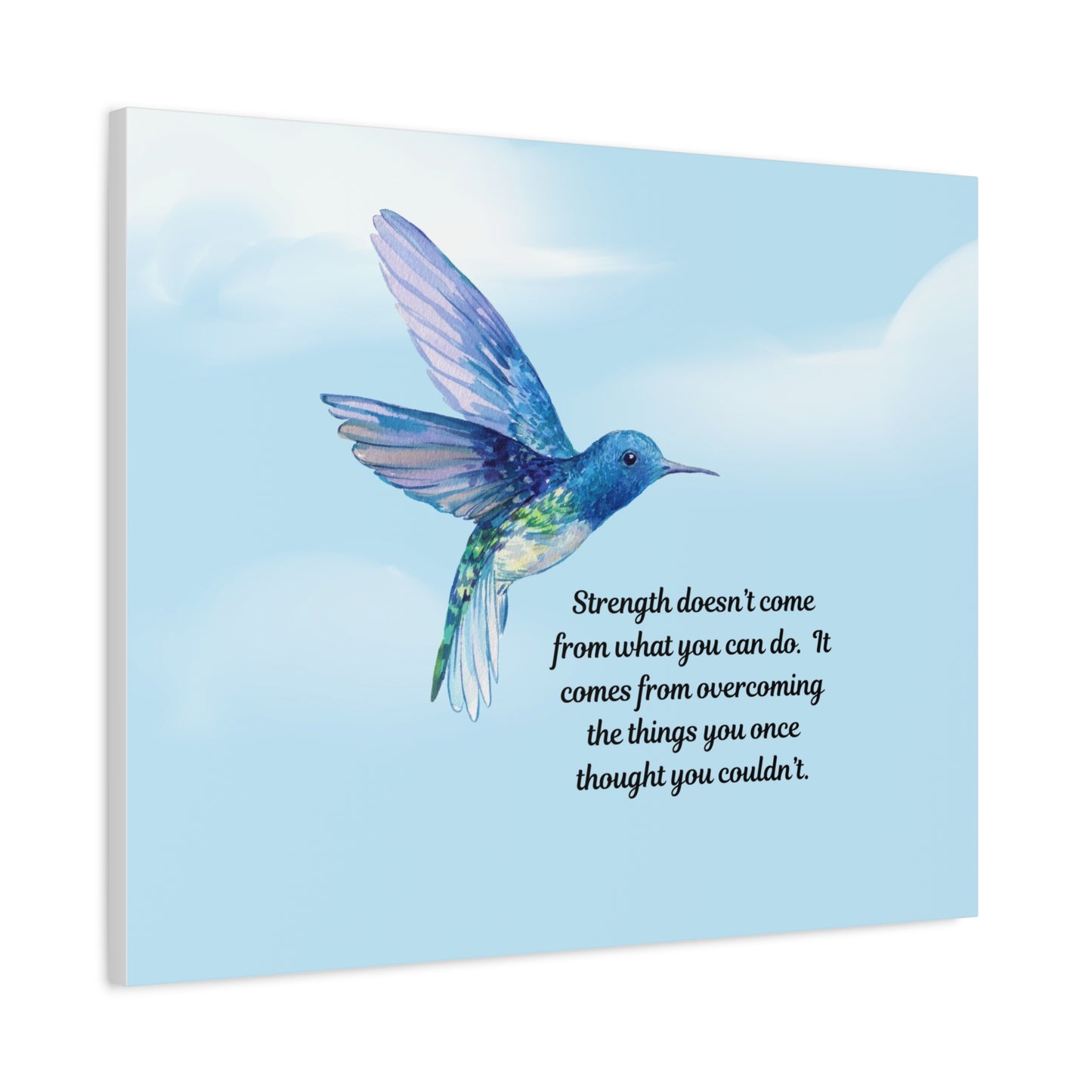 Inspirational Canvas Wall Art, Hummingbird Decor, Motivation Gift, Home Office Decoration, Strength Quote