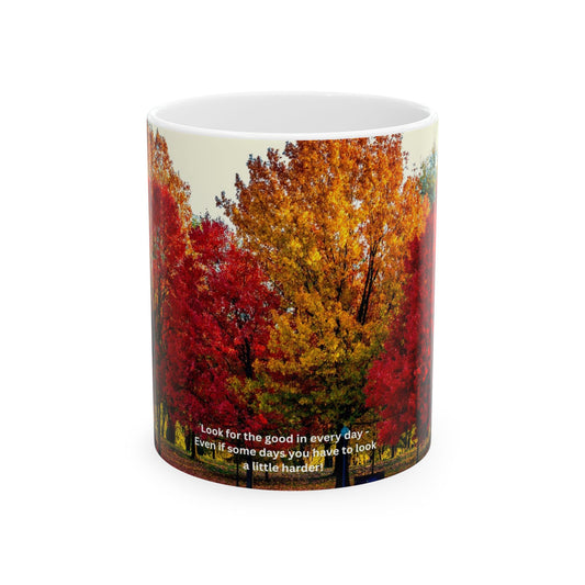 Autumn Inspiration Mug – Motivational Ceramic Coffee Cup, Fall Decor Gift, Gratitude Reminder, Cozy Beverage Holder