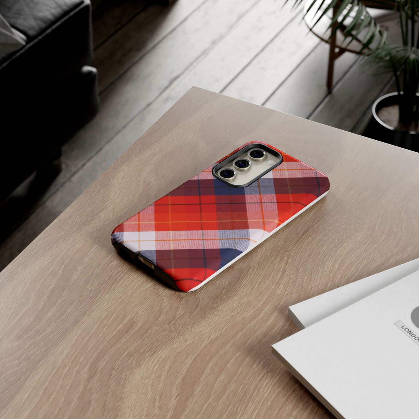 Tough Cases, Beautiful Red, White & Blue Plaid Design