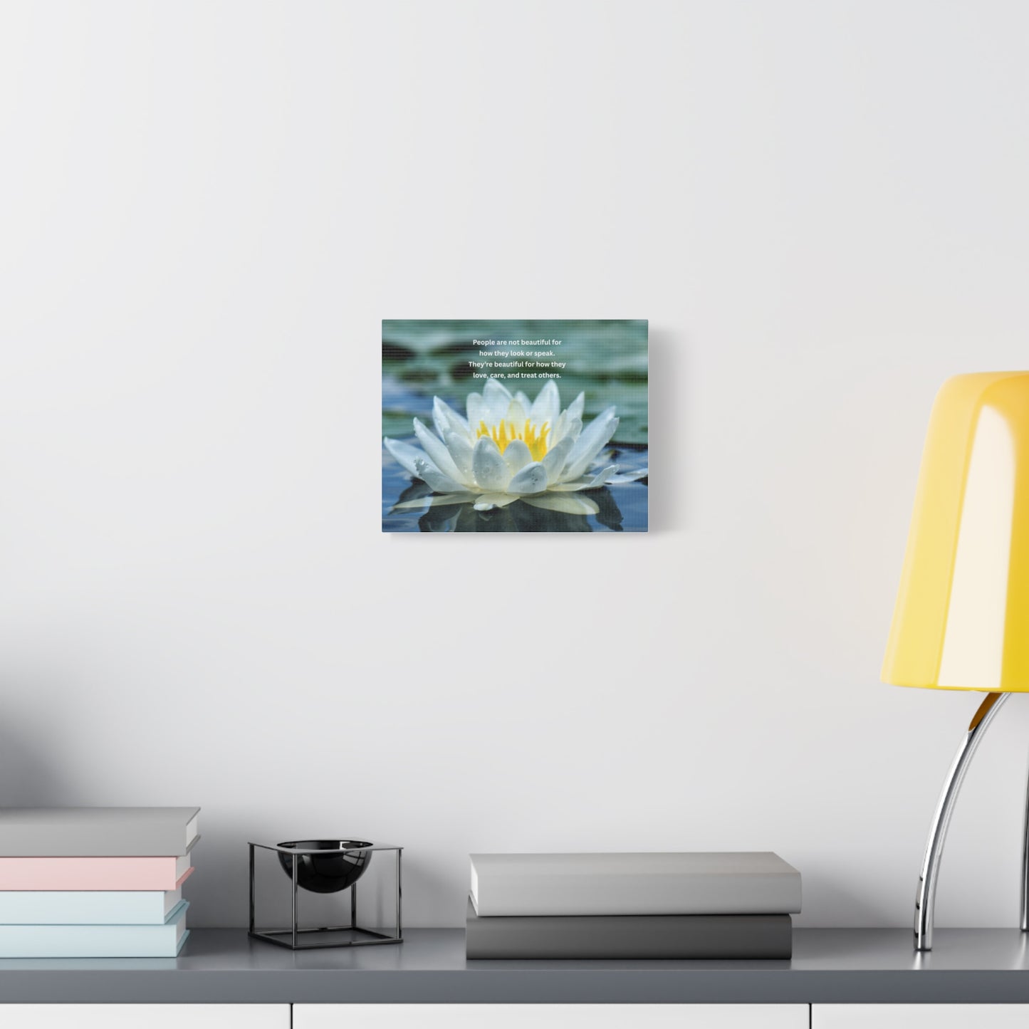 Lotus Wall Canvas – "People are not beautiful for how they look" Inspirational Quote Art