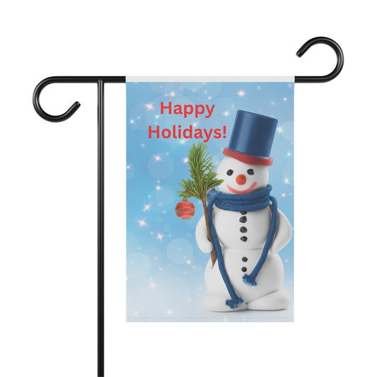 Happy Holidays Snowman Garden Flag - Holiday House Banner