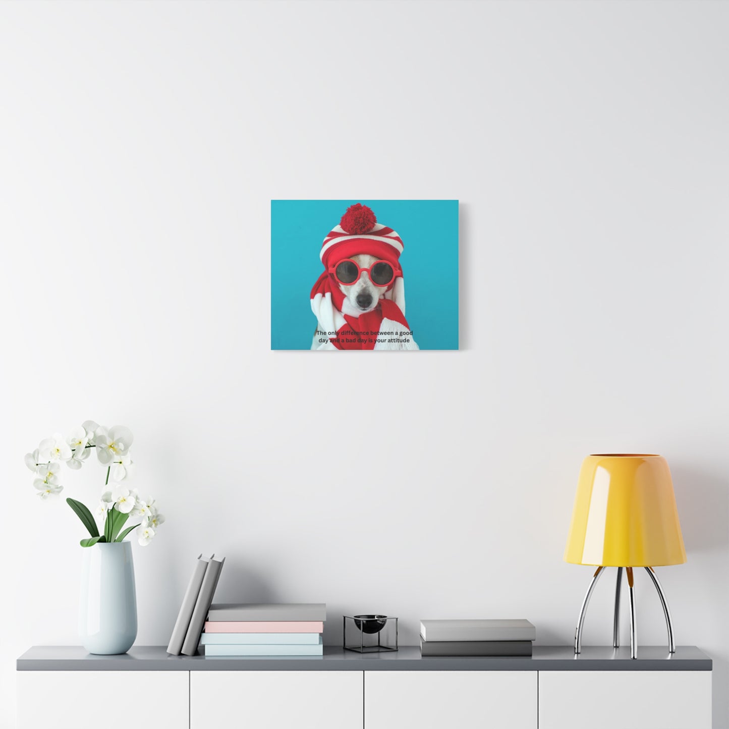 Whimsical Dog Canvas Art, Animal Lover, Inspirational Quote, Puppy Power