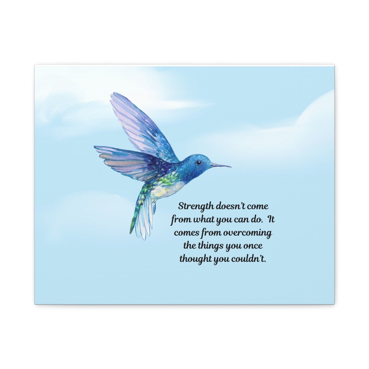 Inspirational Canvas Wall Art, Hummingbird Decor, Motivation Gift, Home Office Decoration, Strength Quote