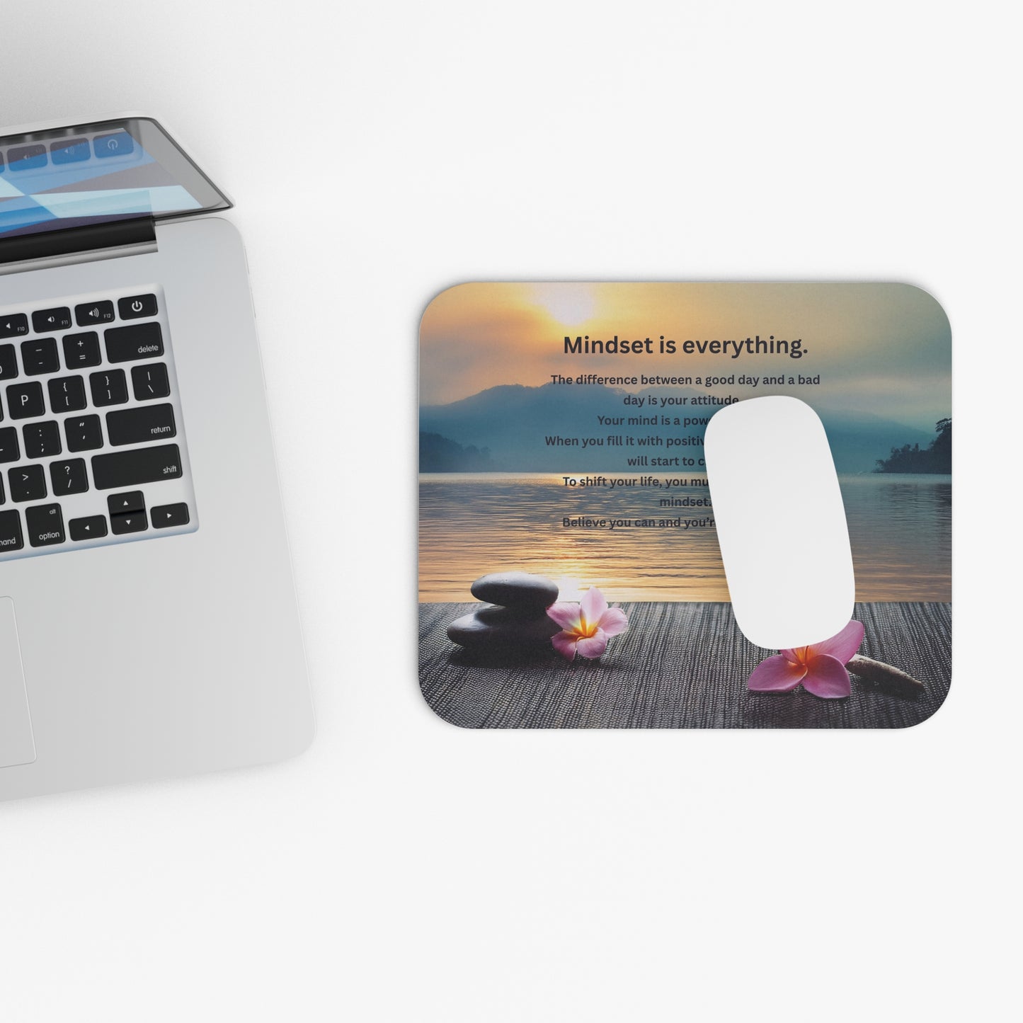 Mindset is Everything Mouse Pad — Inspirational Zen Desk Mat with Motivational Quote