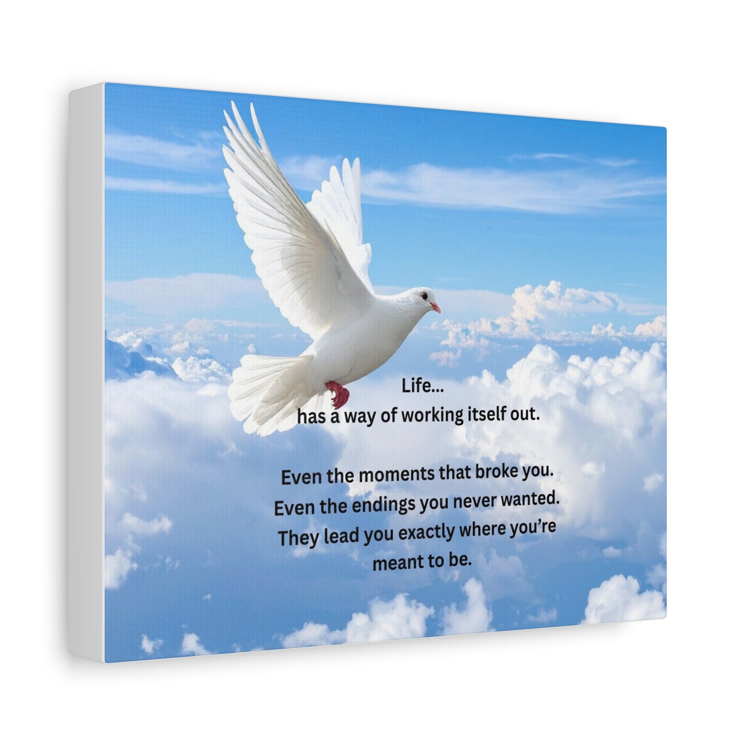 Inspirational Dove Canvas Print – 'Life... has a way of working itself out'