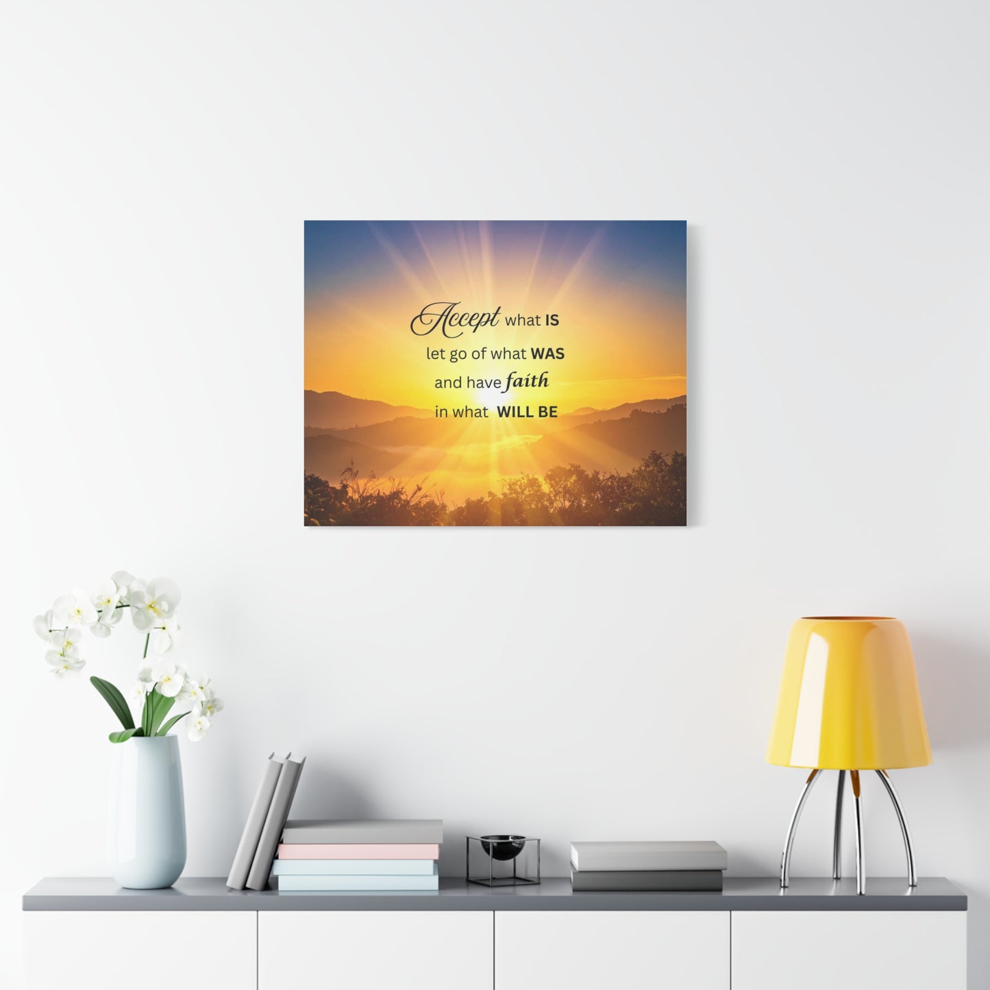 Accept What Is Inspirational Canvas Wall Art — Motivational Quote Sunrise Print